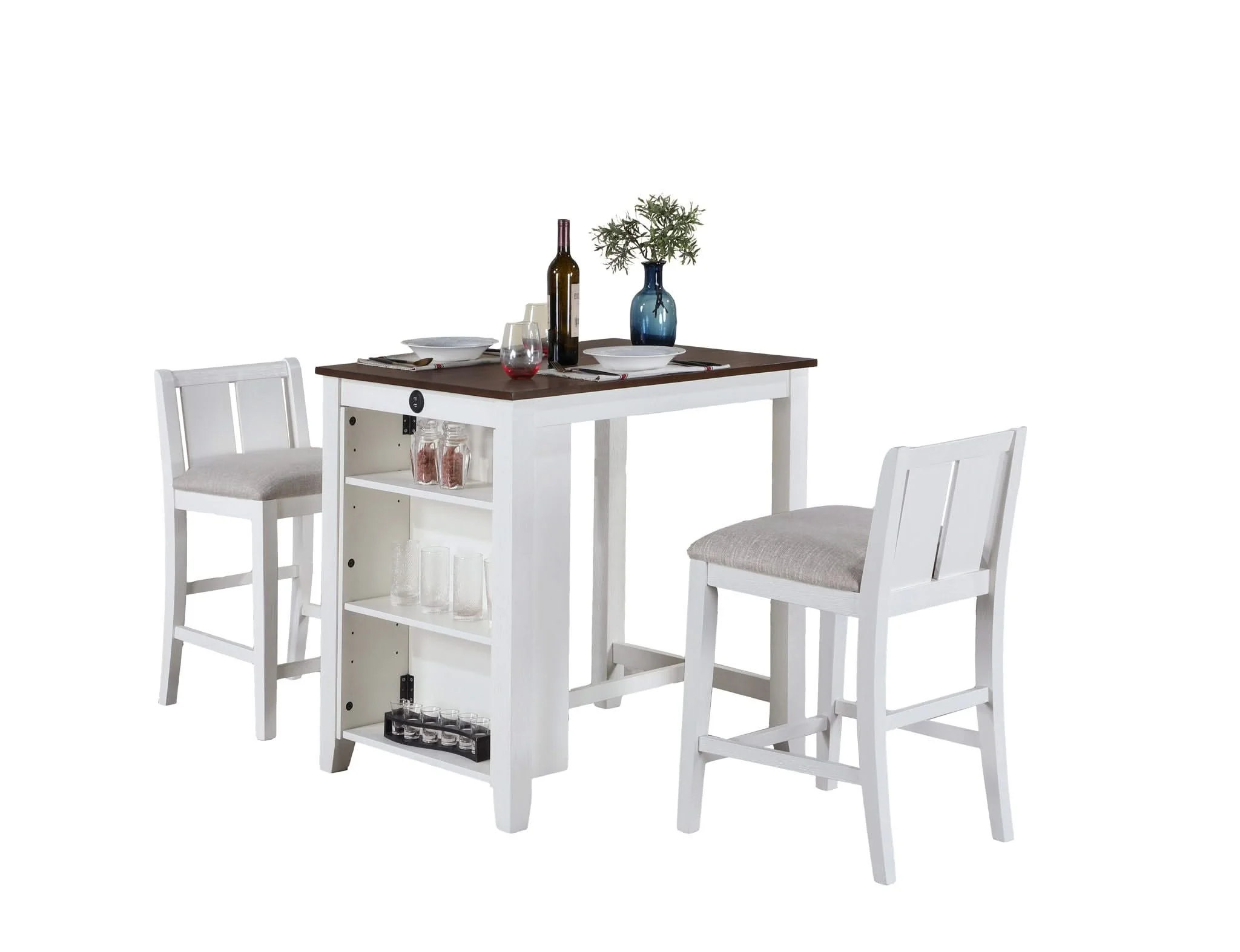Graham - 3 Piece Small Space Counter Height Dining Table With Shelves And 2 Chairs (Set of 3) - Image 5