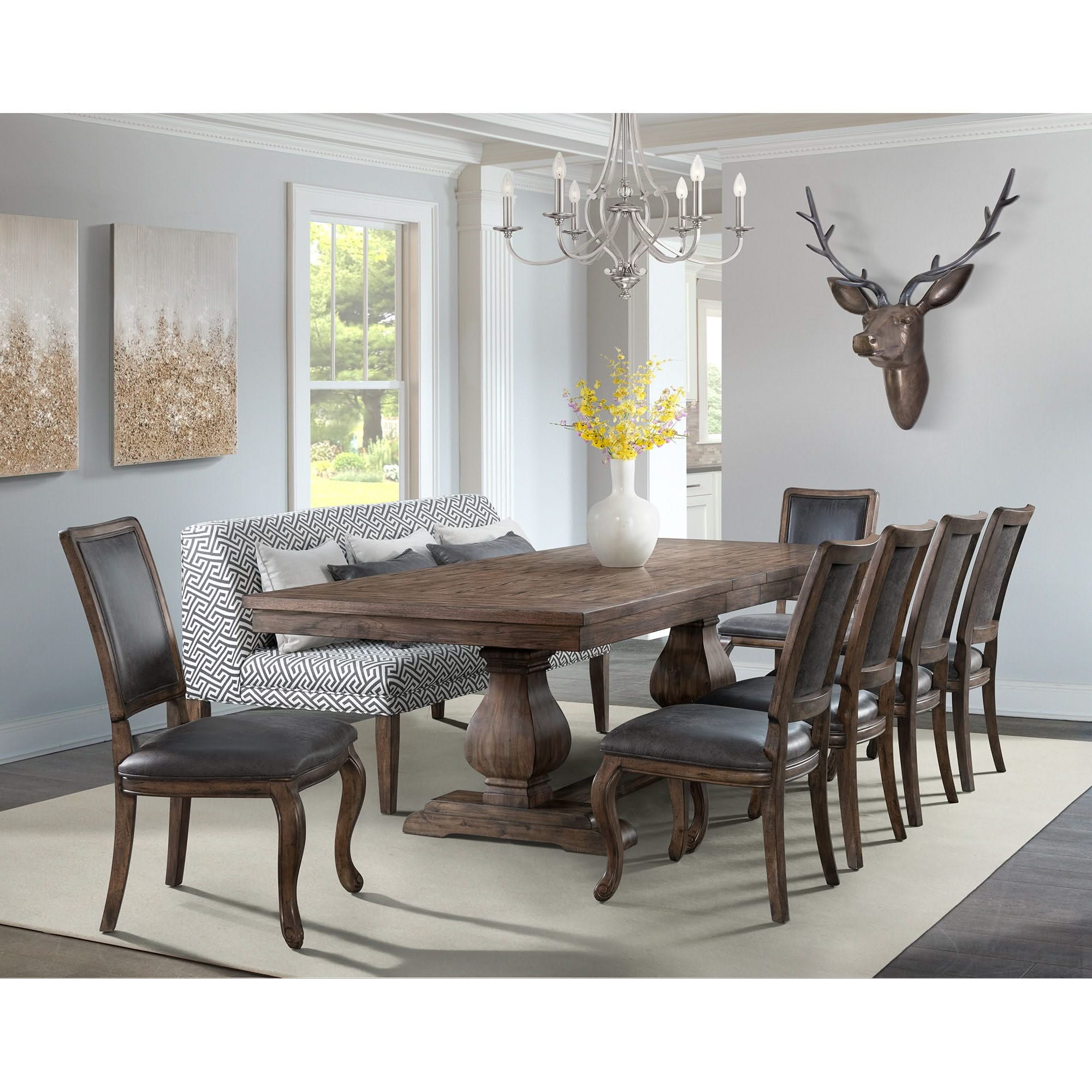 Gramercy - Upholstered Dining Settee - Dark Brown - Image 2