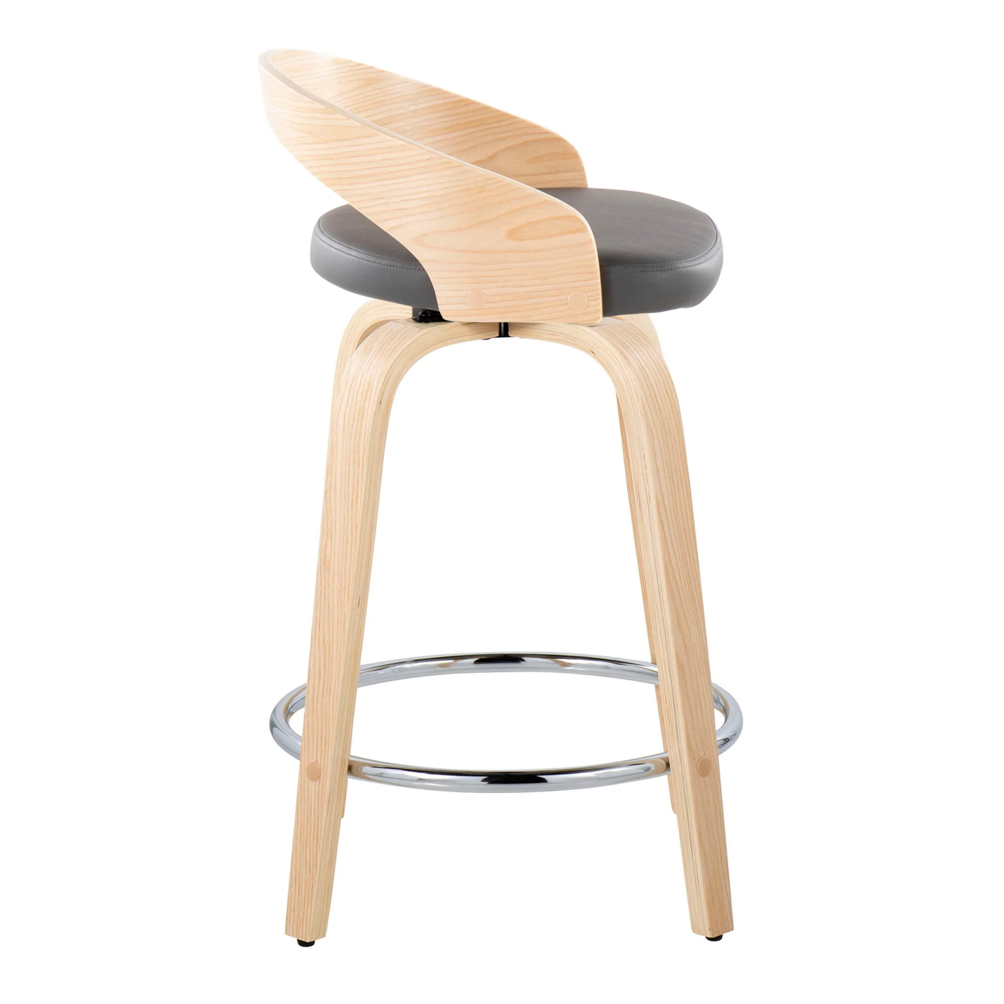 Grotto - Contemporary Fixed Height Counter Stool & Swivel, Round Footrest (Set of 2) - Image 12