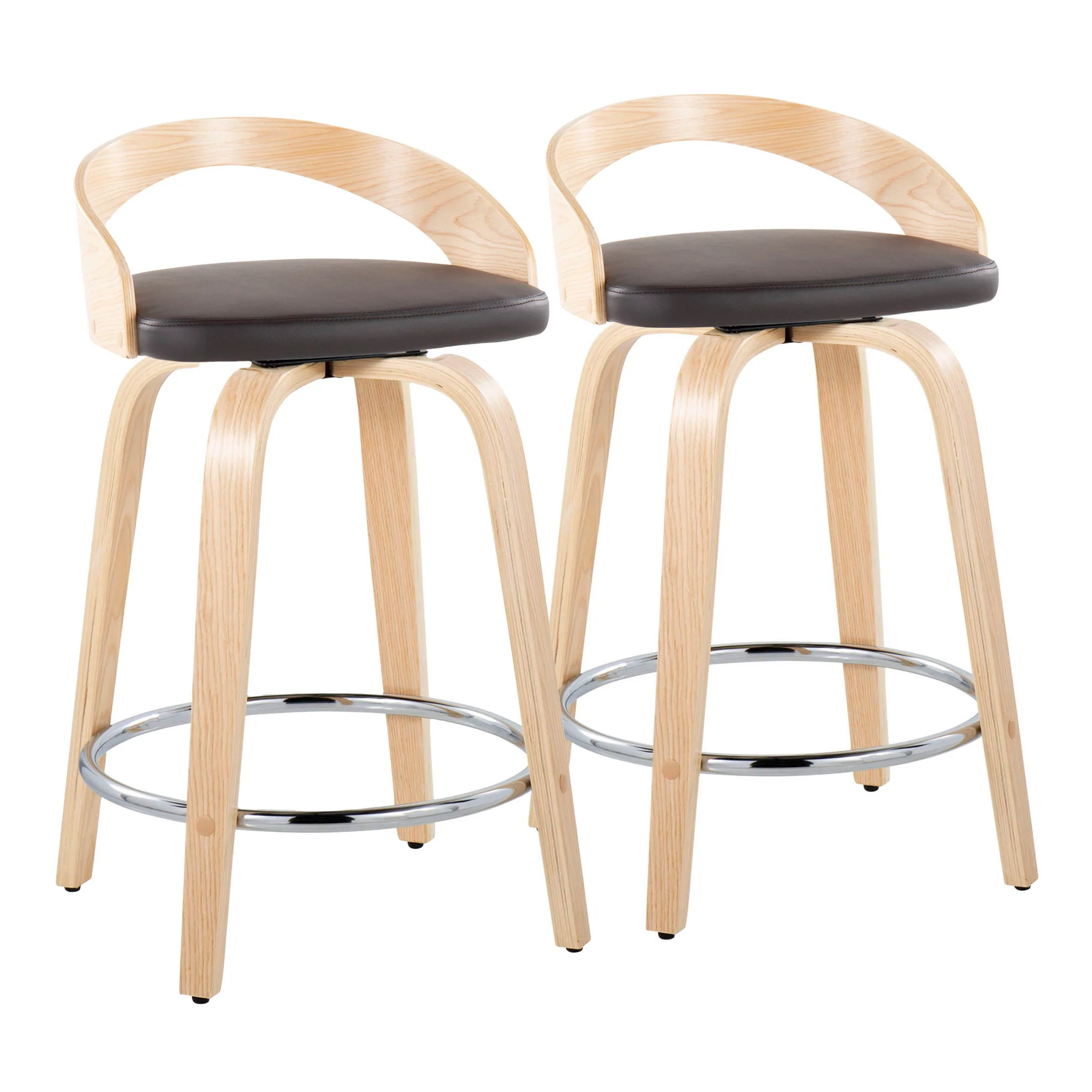 Grotto - Contemporary Fixed Height Counter Stool & Swivel, Round Footrest (Set of 2) - Image 3