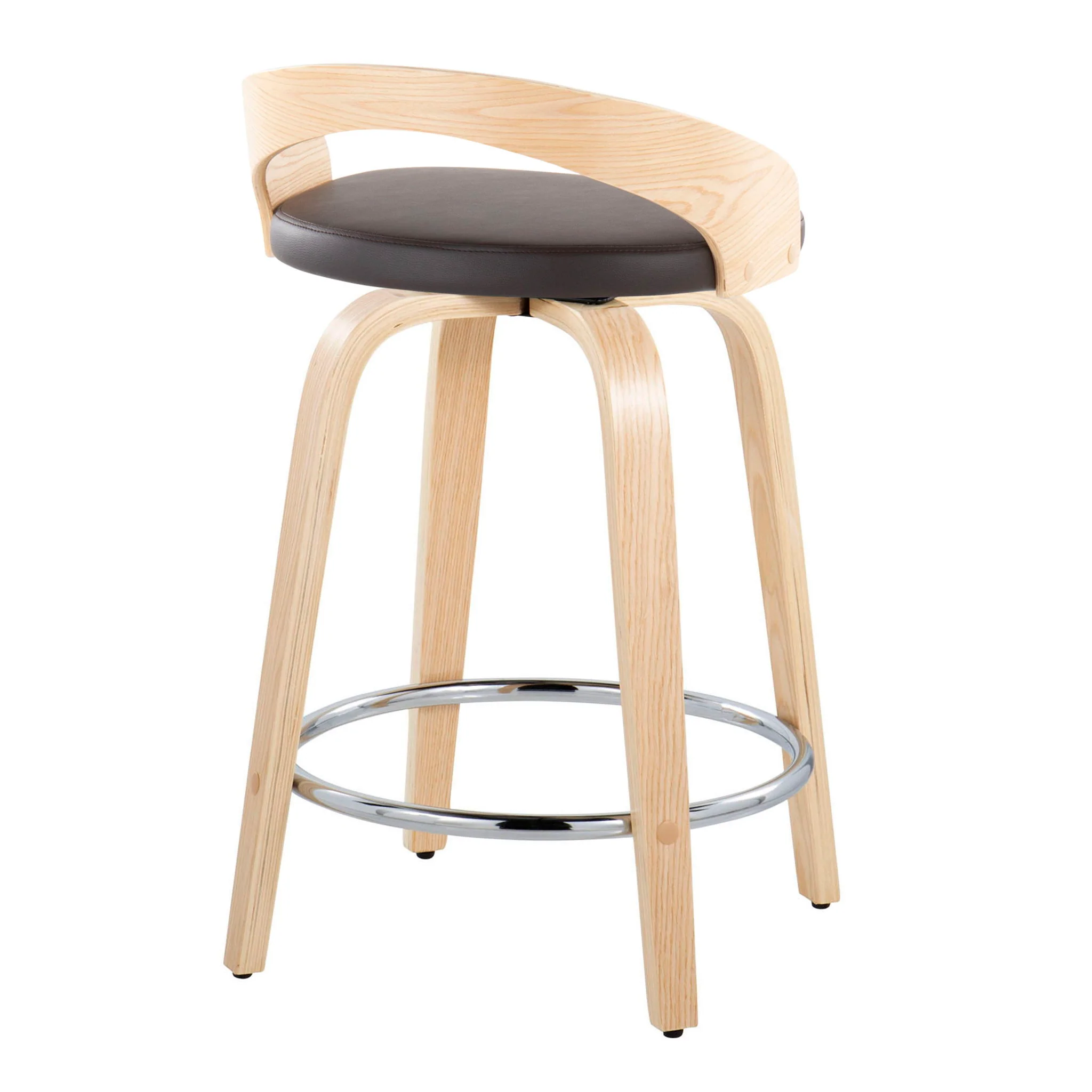 Grotto - Contemporary Fixed Height Counter Stool & Swivel, Round Footrest (Set of 2) - Image 5