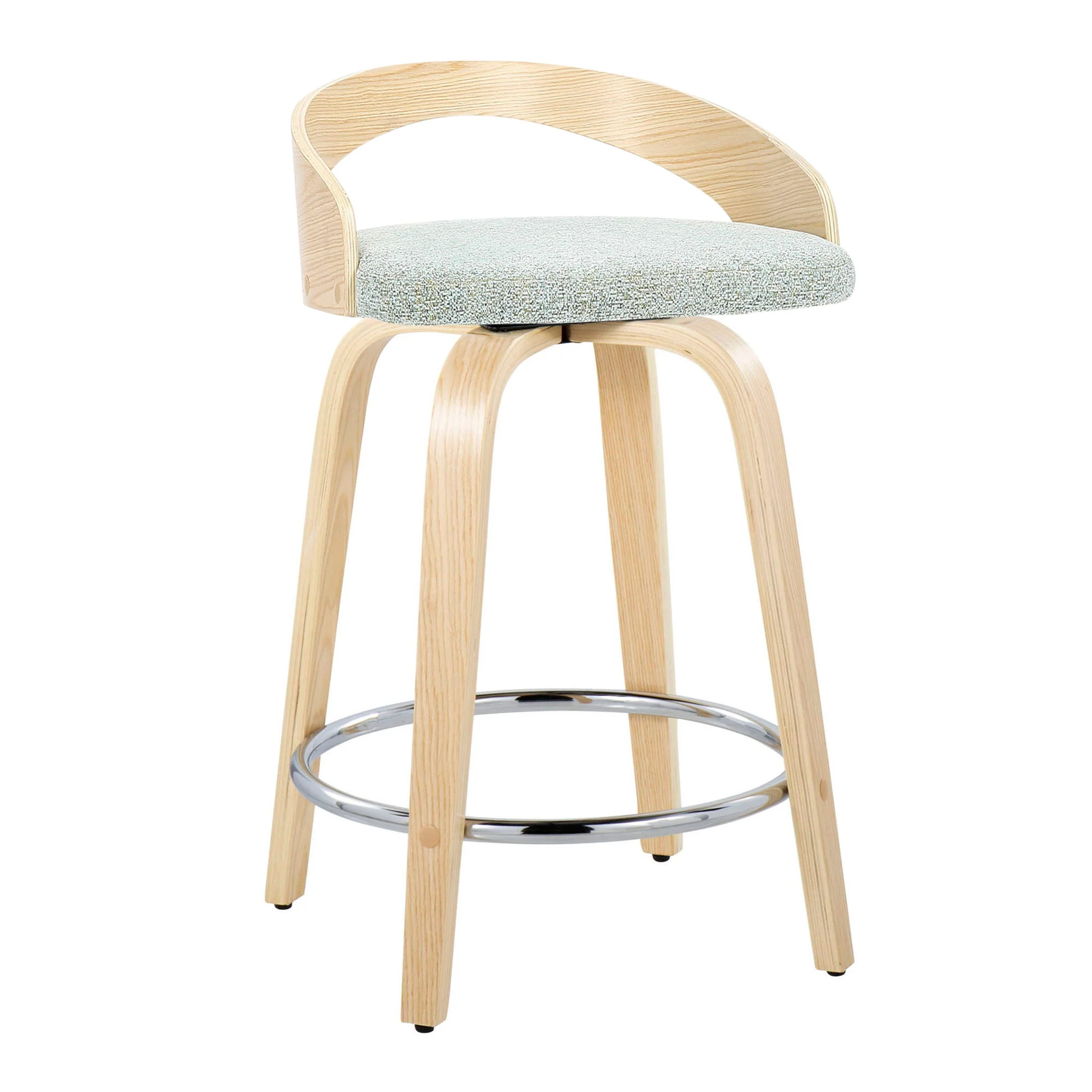Grotto - Contemporary Fixed Height Counter Stool & Swivel, Round Footrest (Set of 2) - Image 6
