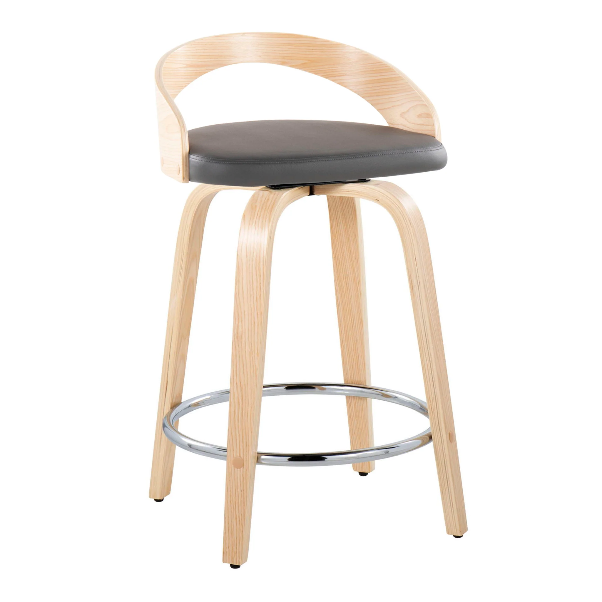 Grotto - Contemporary Fixed Height Counter Stool & Swivel, Round Footrest (Set of 2) - Image 8
