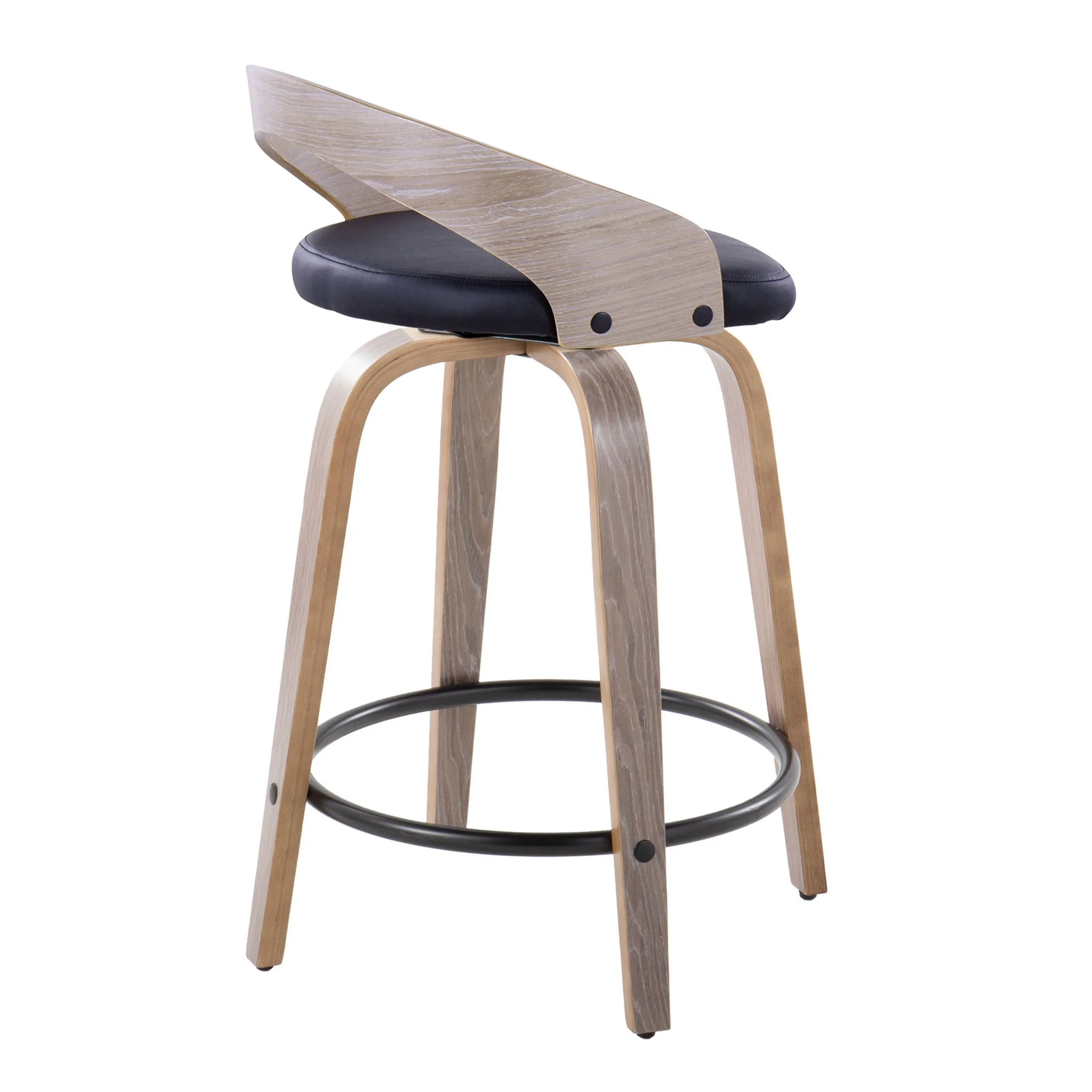 Grotto - Contemporary Fixed Height Counter Stool & Swivel With Round Footrest (Set of 2) - Image 10