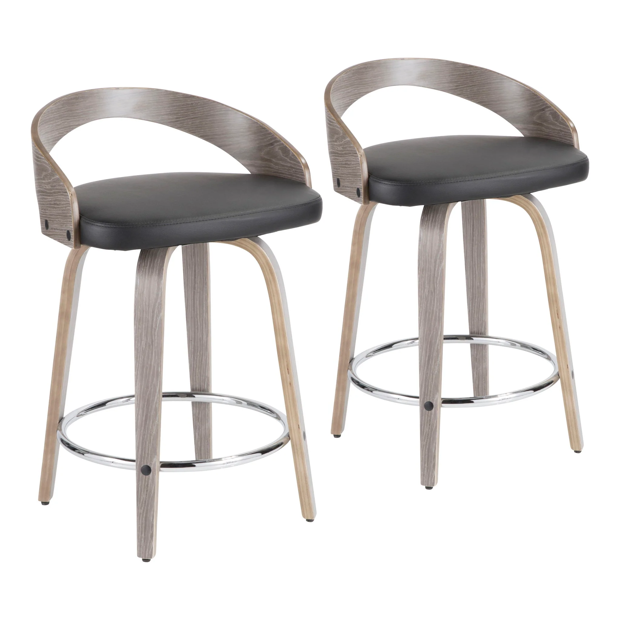 Grotto - Contemporary Fixed Height Counter Stool & Swivel With Round Footrest (Set of 2) - Image 2