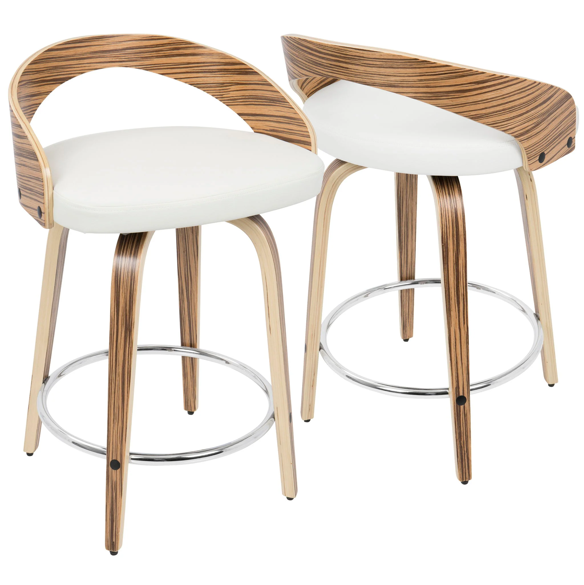 Grotto - Contemporary Fixed Height Counter Stool & Swivel With Round Footrest (Set of 2) - Image 6
