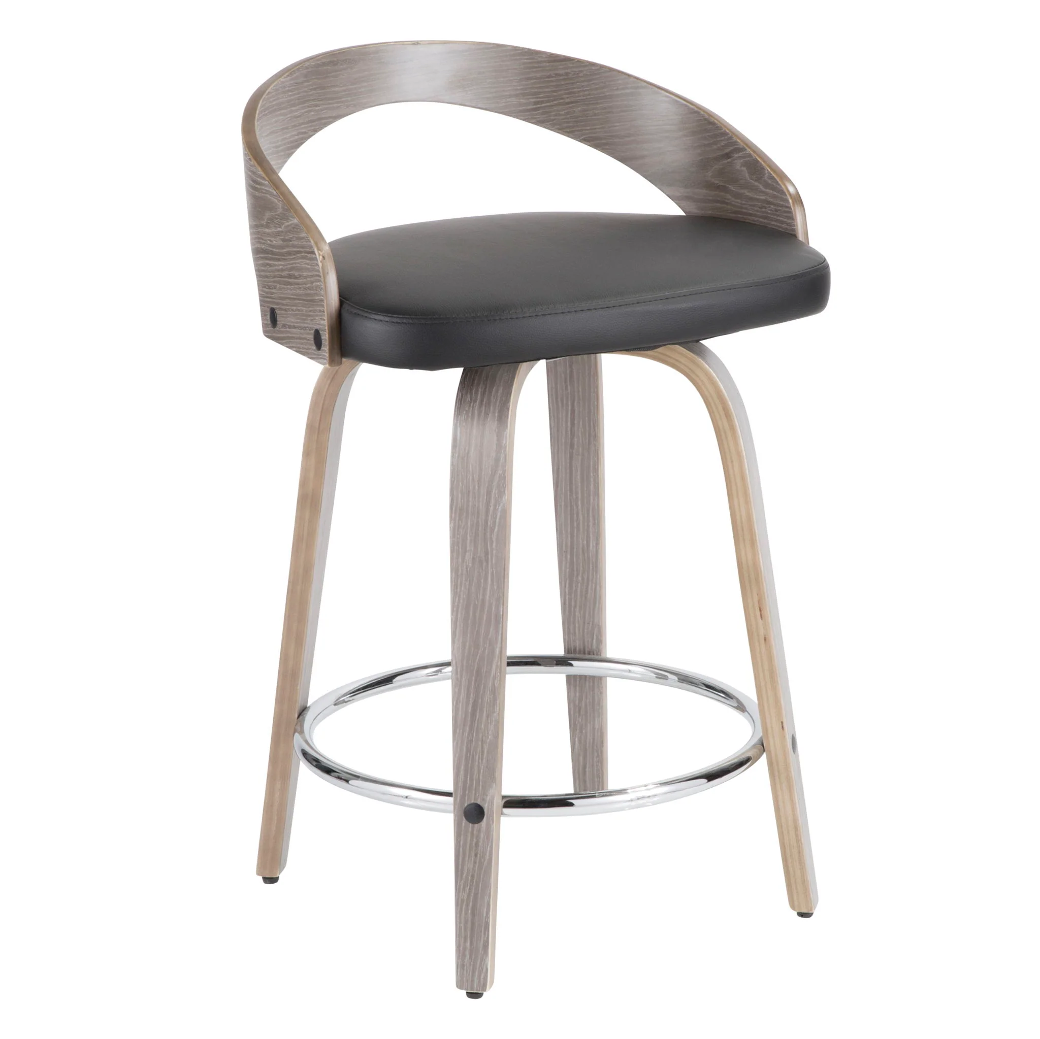 Grotto - Contemporary Fixed Height Counter Stool & Swivel With Round Footrest (Set of 2) - Image 8