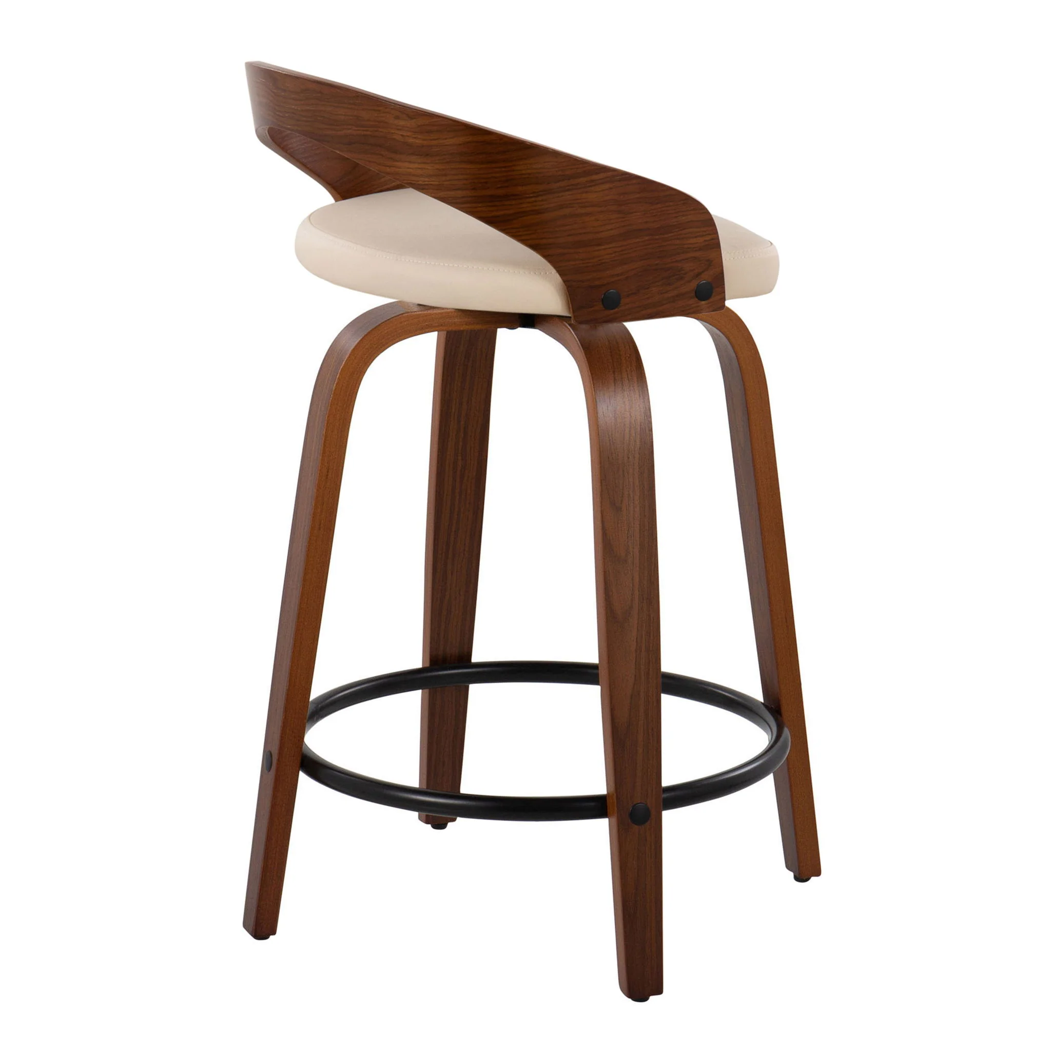 Grotto - Mid-Century Modern Fixed Height Counter Stool & Swivel With Round Footrest (Set of 2) - Image 2