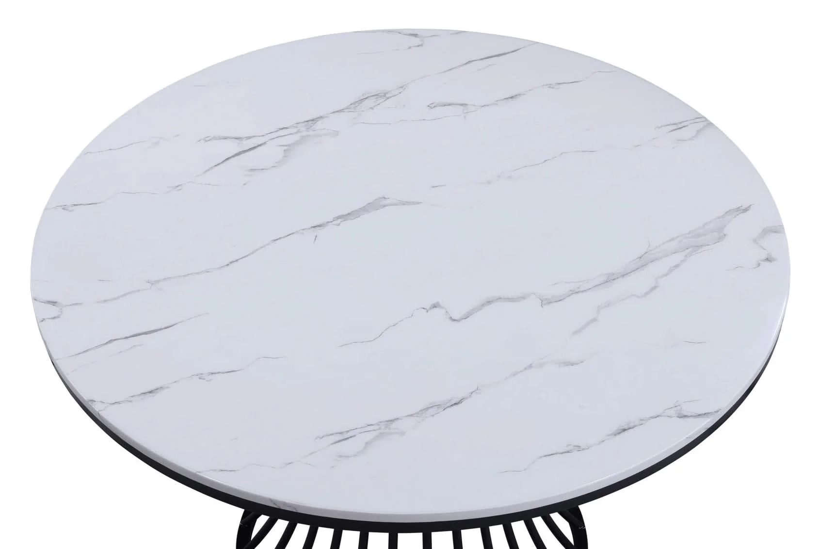 Hadley - Faux Marble Round Table - White - Image 3