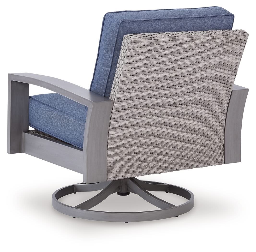 Half Moon Beach - Swivel Lounge With Cushion - Blue / Gray - Image 3