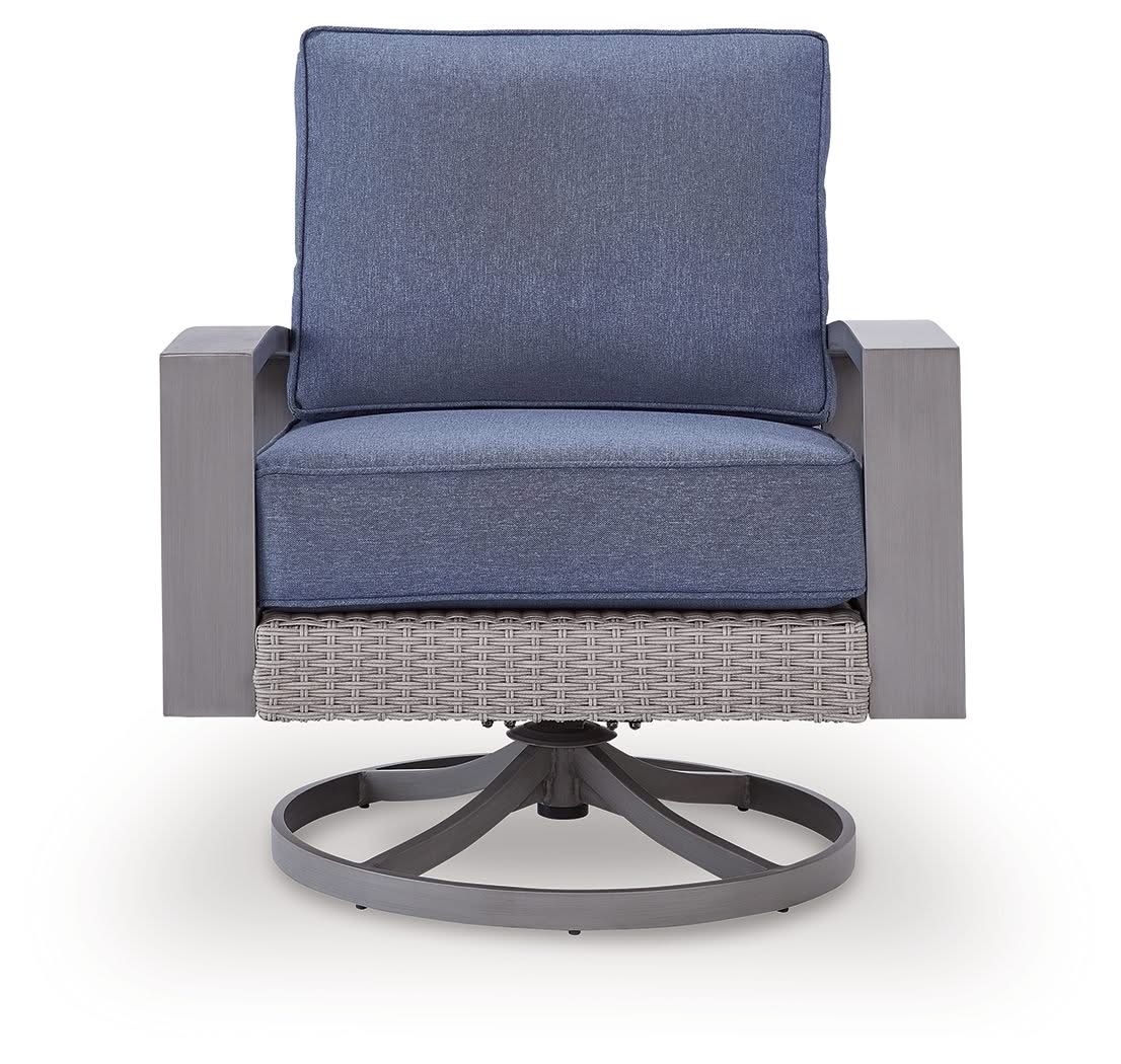 Half Moon Beach - Swivel Lounge With Cushion - Blue / Gray - Image 4