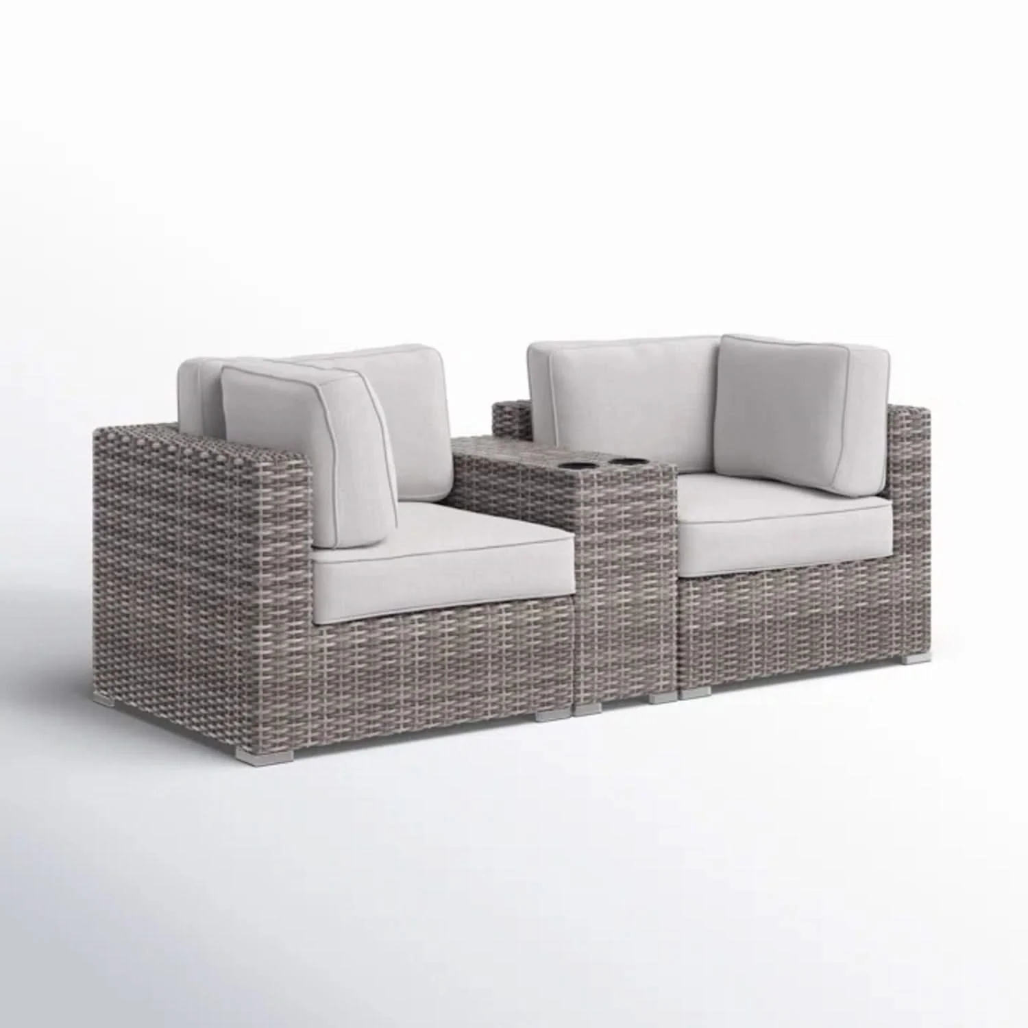 Handcrafted Outdoor Loveseat With Wicker Seating - Image 9