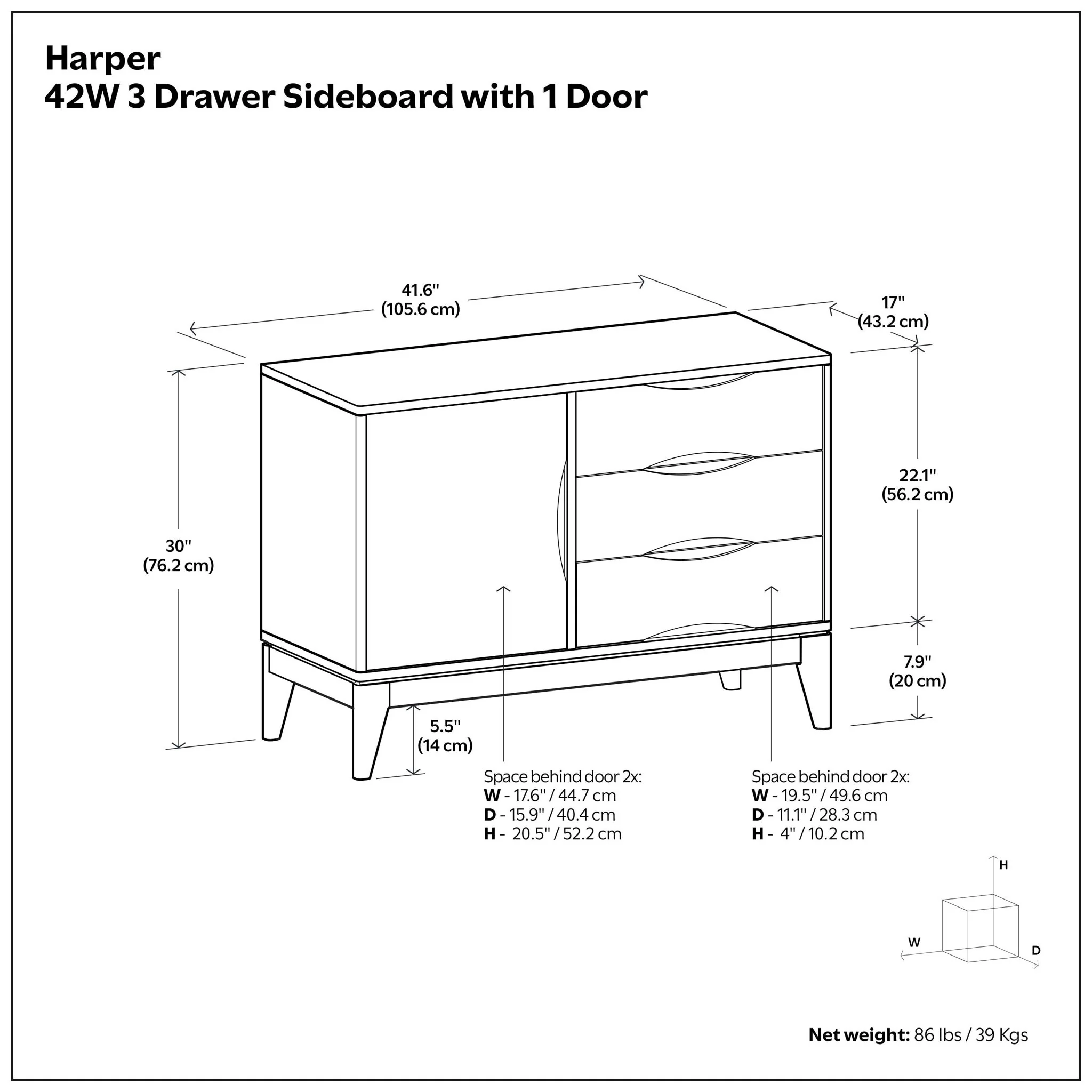 Harper - 3 Drawer Sideboard - Walnut Brown - Image 3