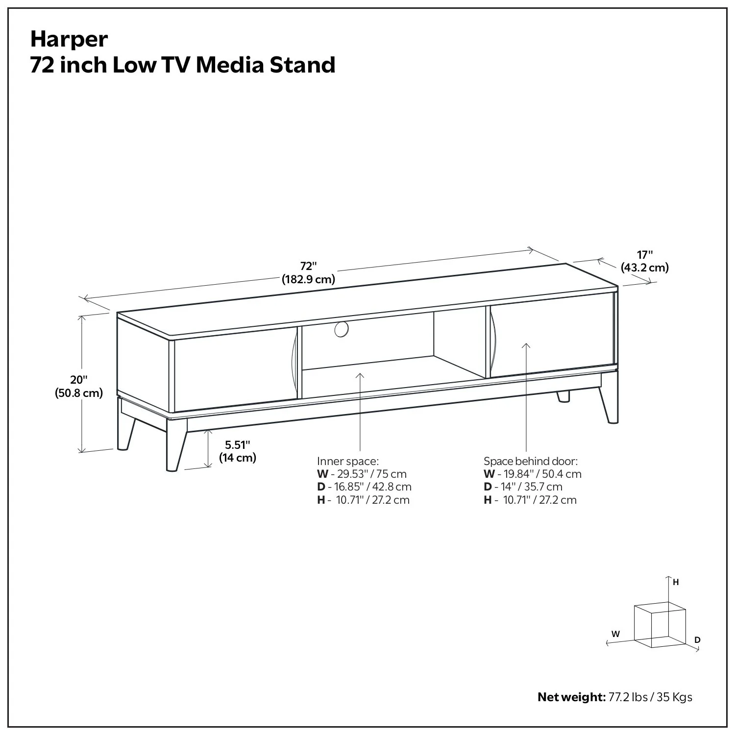 Harper - Low TV Media Stand - Walnut Brown - Image 3