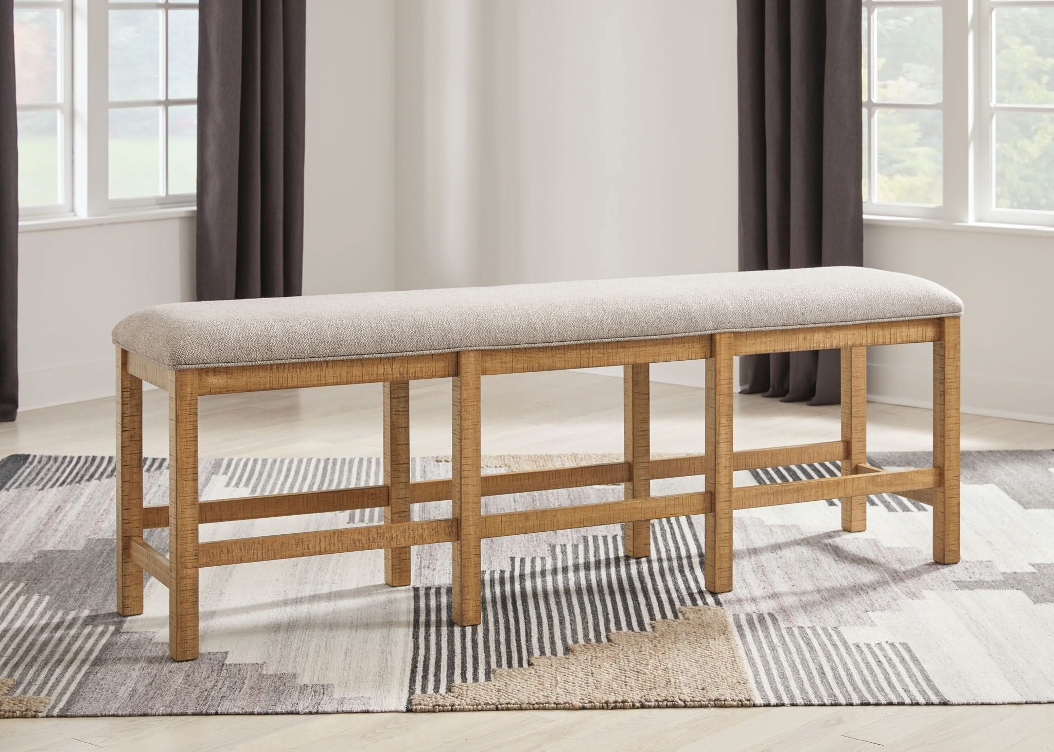 Havonplane - XL Counter Height Upholstered Dining Bench - Brown - Image 3