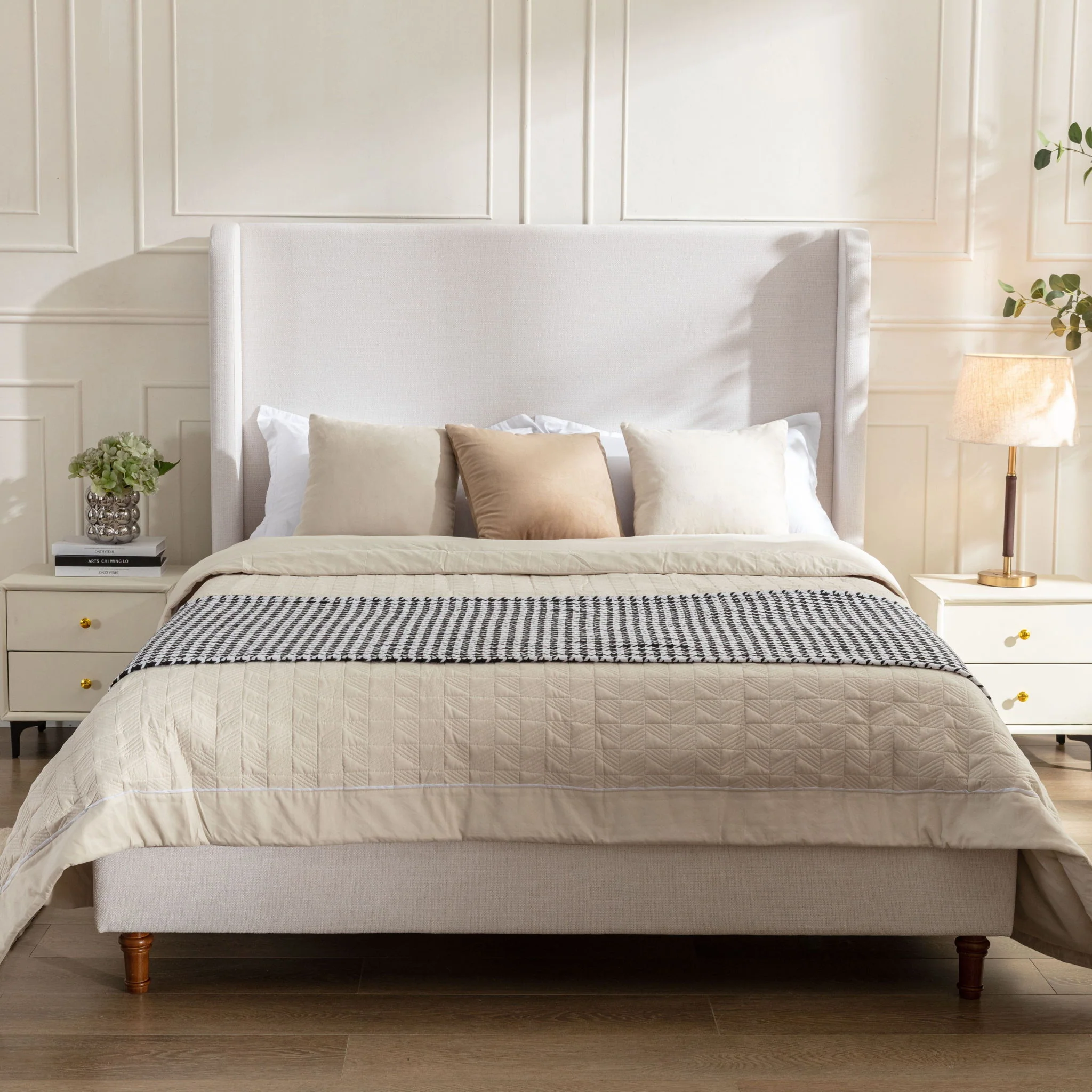 Hayden - Upholstered Wingback Bed With Tall Headboard - Image 3