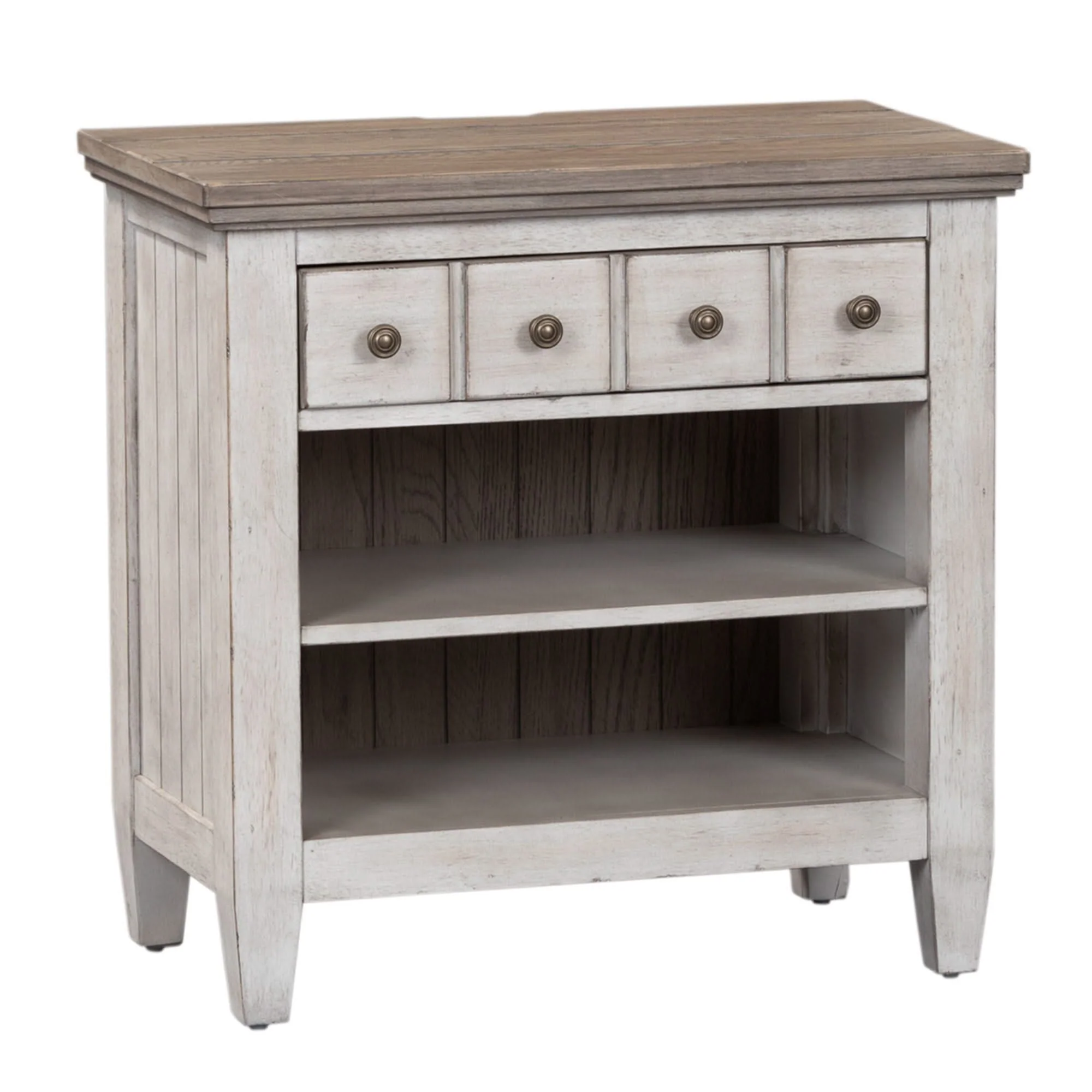 Heartland - 1 Drawer Nightstand With Charging Station - Antique White / Tobacco Tops - Image 2
