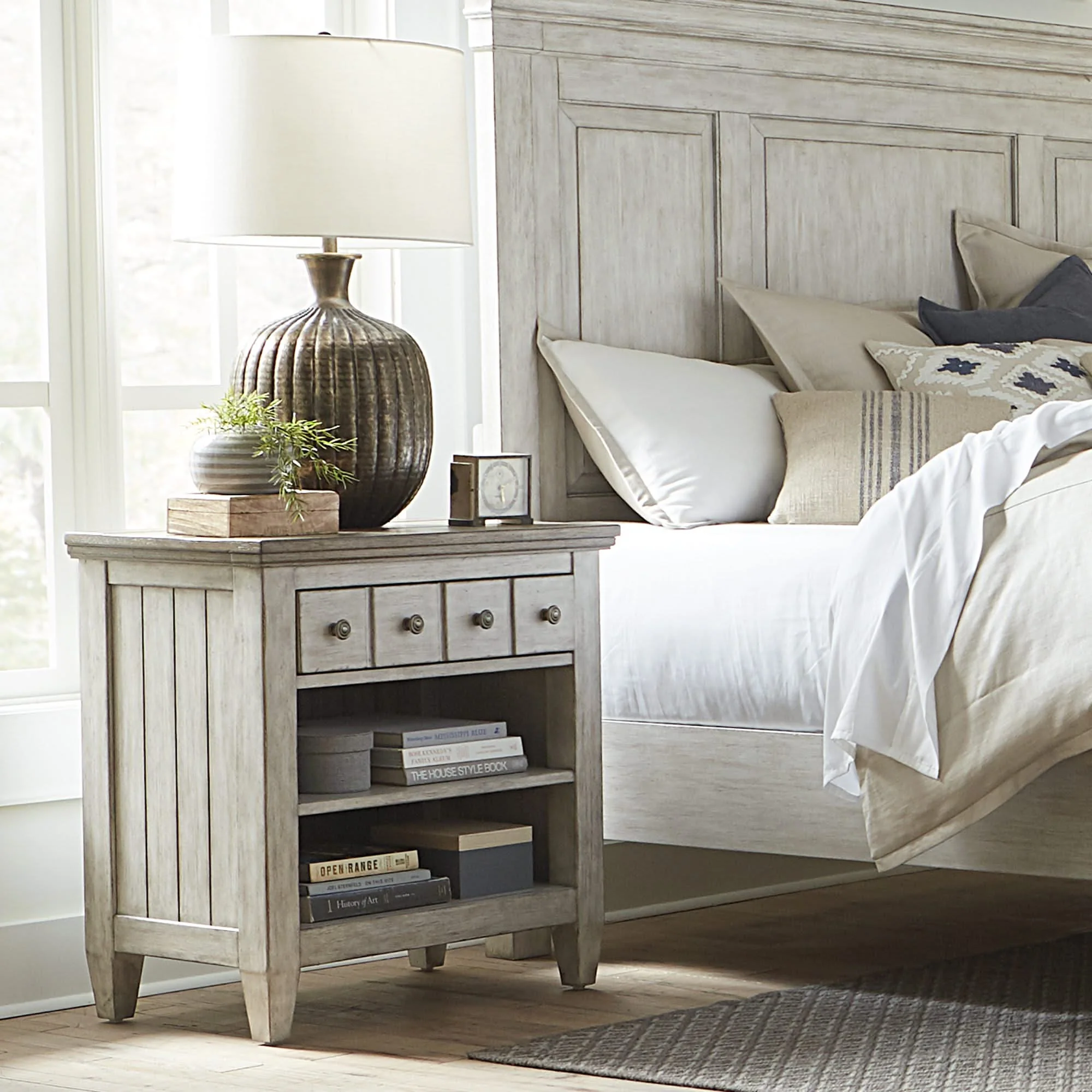 Heartland - 1 Drawer Nightstand With Charging Station - Antique White / Tobacco Tops - Image 3