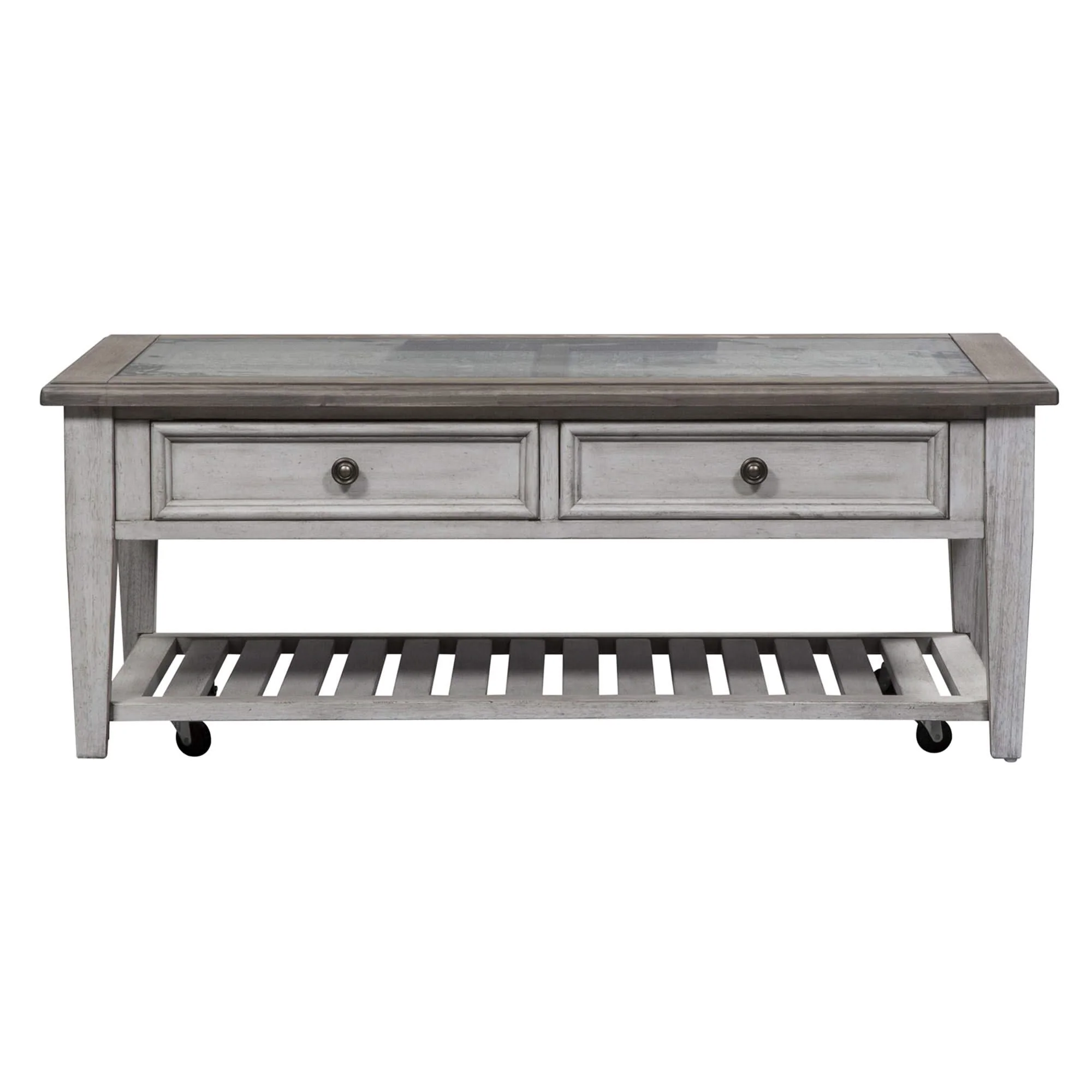 Heartland - 3 Piece Table Set - Antique White / Tobacco Tops - Image 2
