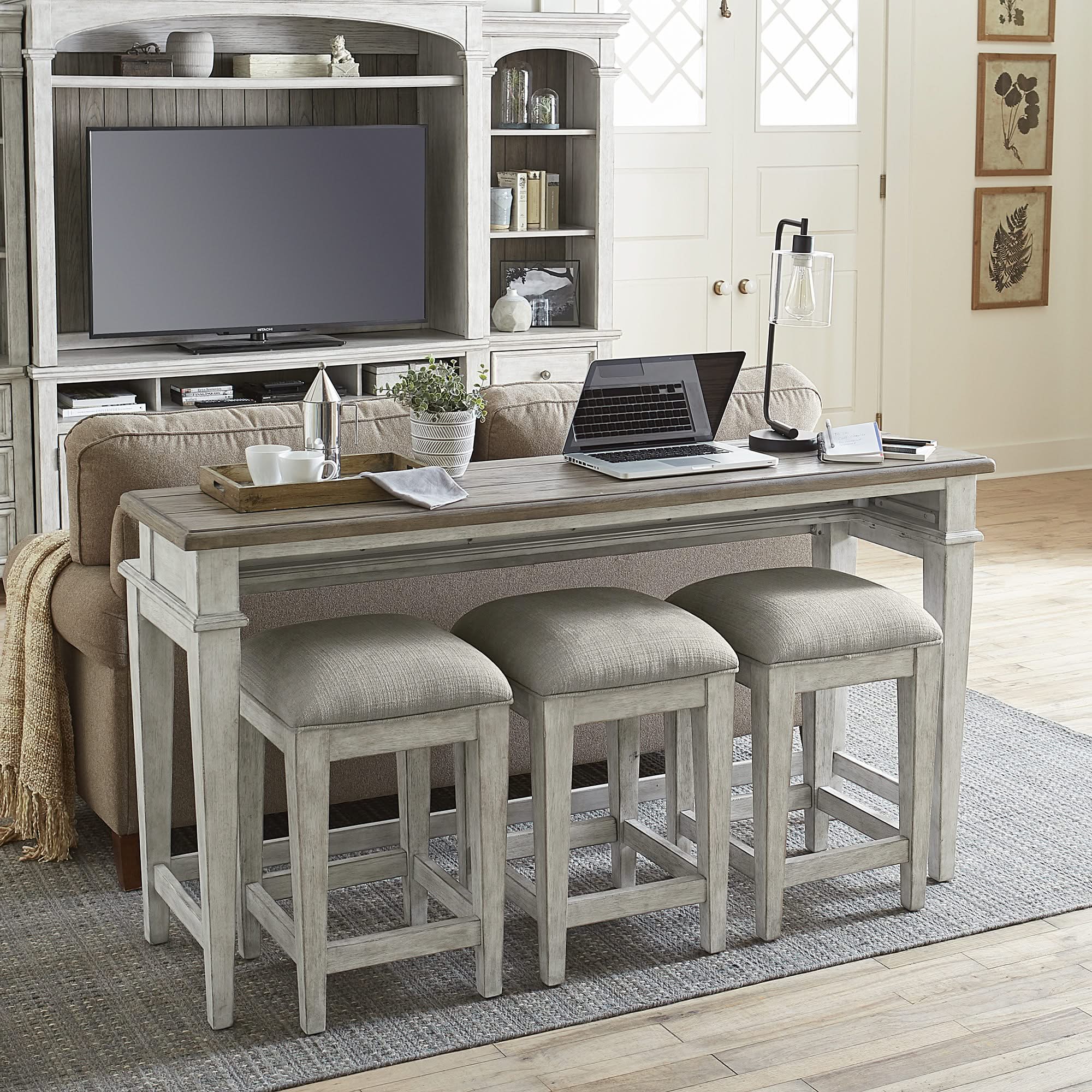 Heartland - 4 Piece Dining Room Set - Antique White / Tobacco Tops