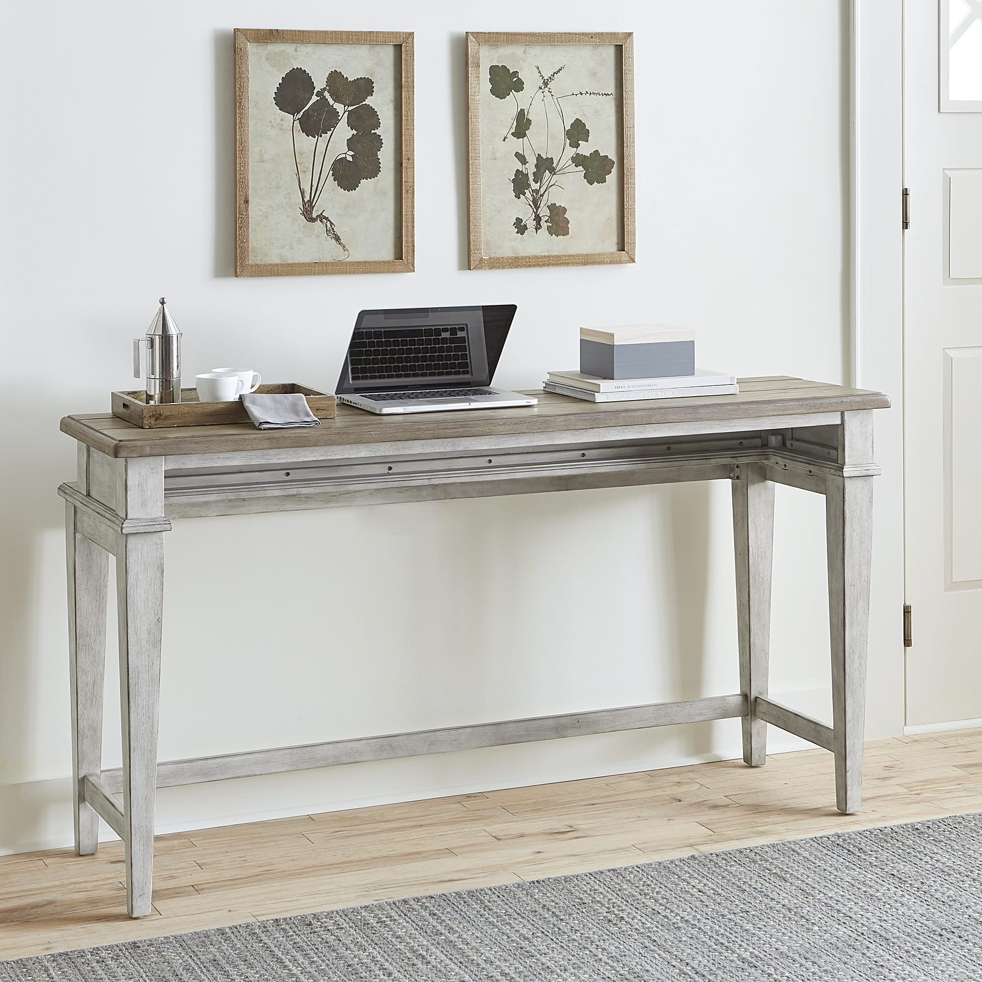 Heartland - Console Bar Table - Antique White / Tobacco Tops