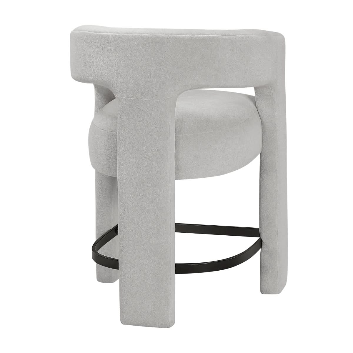 Helen Contemporary Counter Height Stools in Light Gray Black or Orange with Boucle Upholstery - Image 11