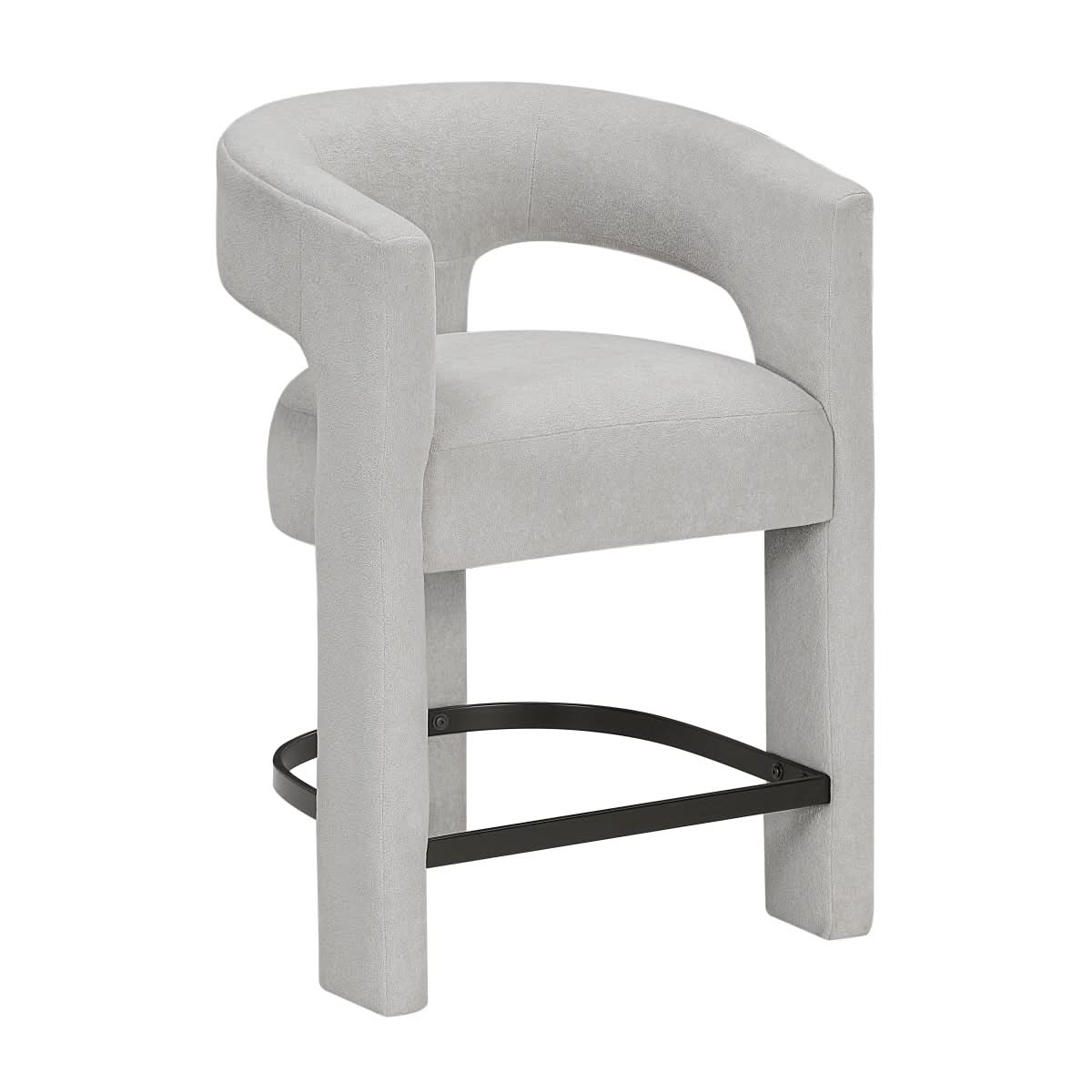 Helen Contemporary Counter Height Stools in Light Gray Black or Orange with Boucle Upholstery - Image 3