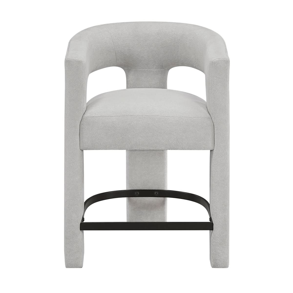 Helen Contemporary Counter Height Stools in Light Gray Black or Orange with Boucle Upholstery - Image 5