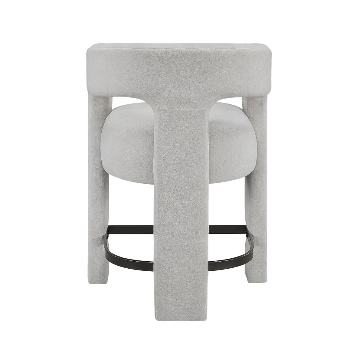 Helen Contemporary Counter Height Stools in Light Gray Black or Orange with Boucle Upholstery - Image 8