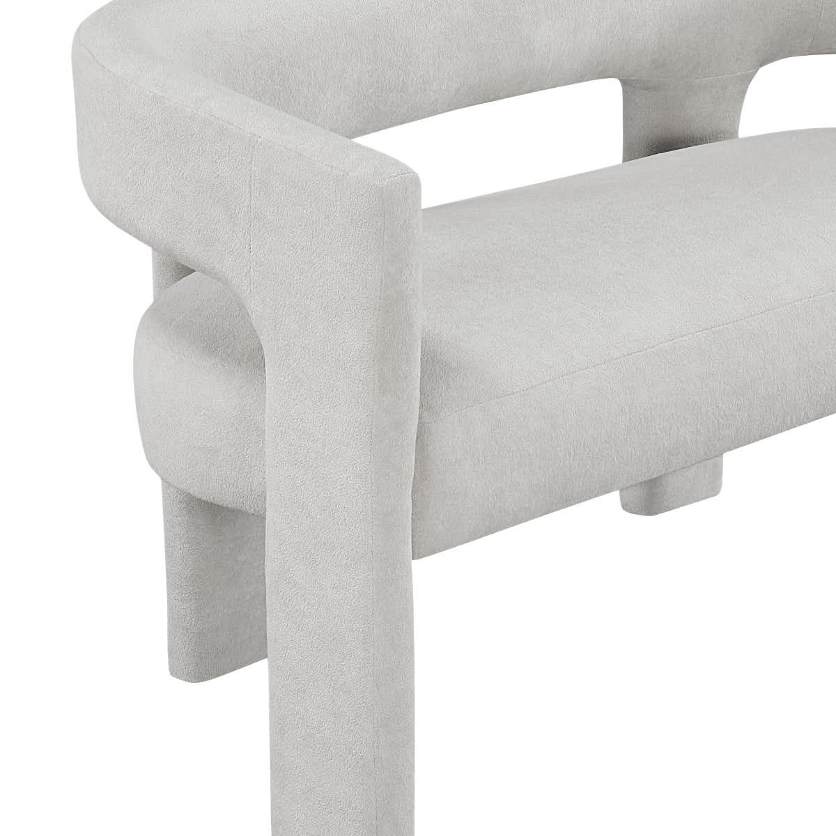 Helen Contemporary Dining Bench in Light Gray Black or Orange with Boucle Upholstery - Image 11