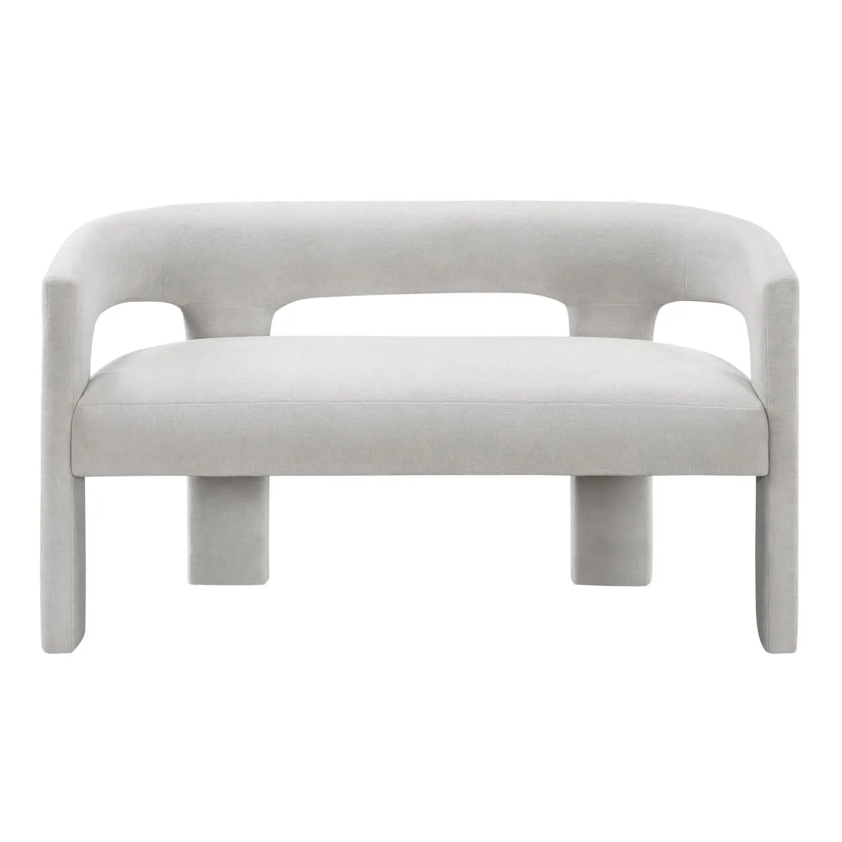 Helen Contemporary Dining Bench in Light Gray Black or Orange with Boucle Upholstery - Image 3
