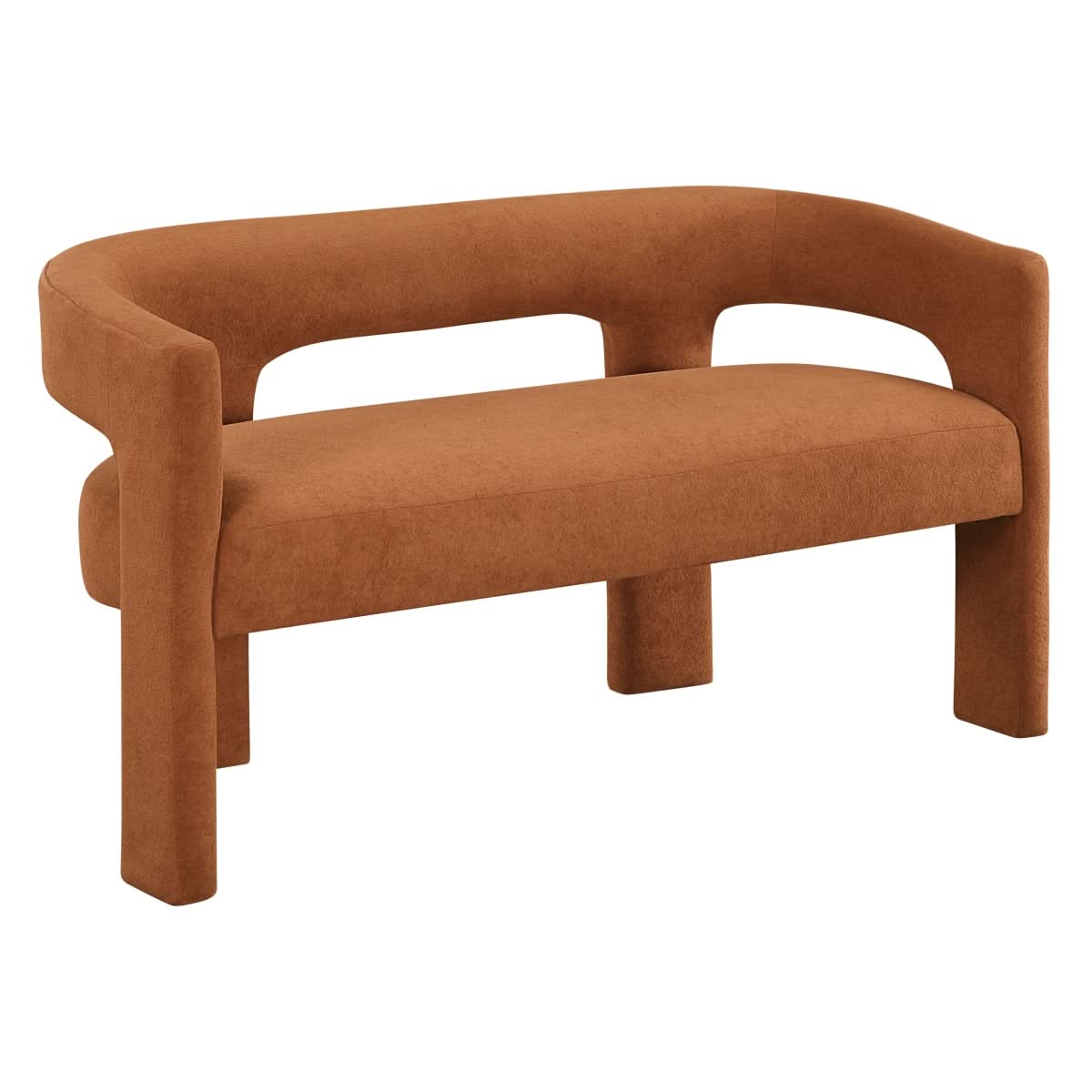 Helen Contemporary Dining Bench in Light Gray Black or Orange with Boucle Upholstery - Image 6