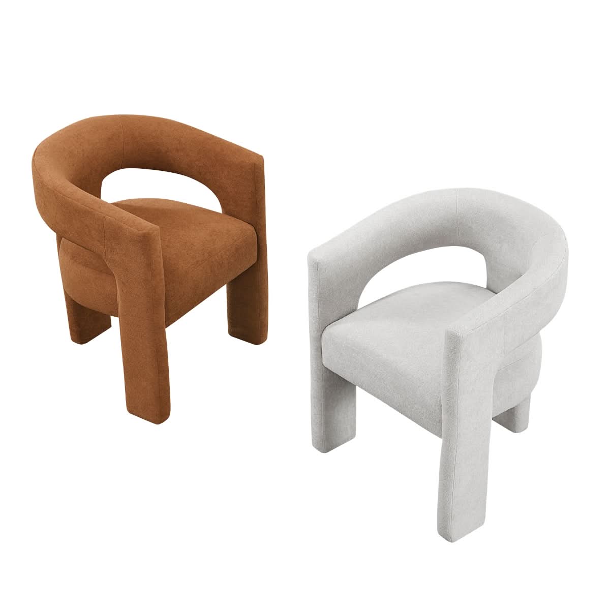 Helen Contemporary Dining Chairs in Light Gray Black or Orange with Boucle Upholstery - Image 11