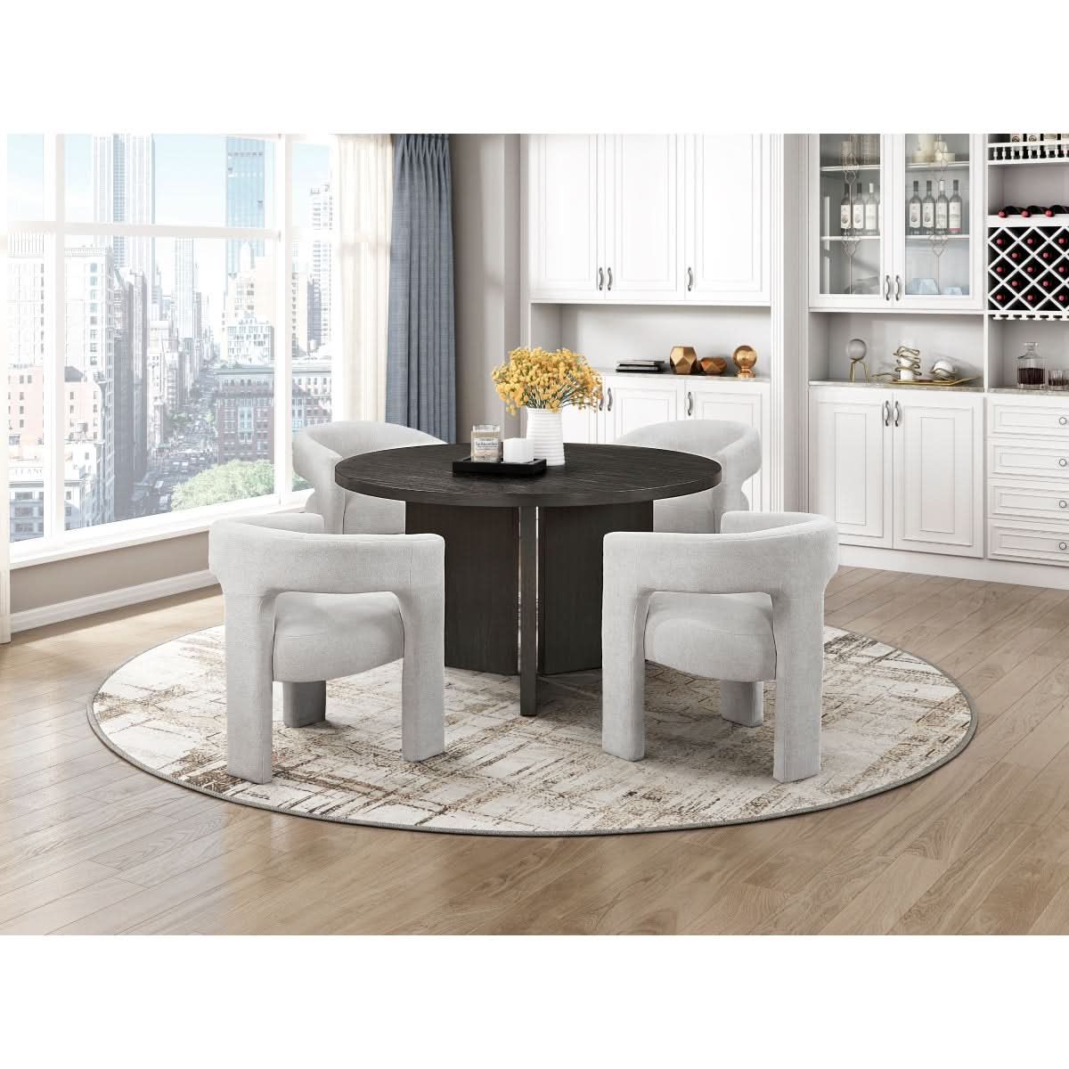 Helen Contemporary Dining Chairs in Light Gray Black or Orange with Boucle Upholstery - Image 22