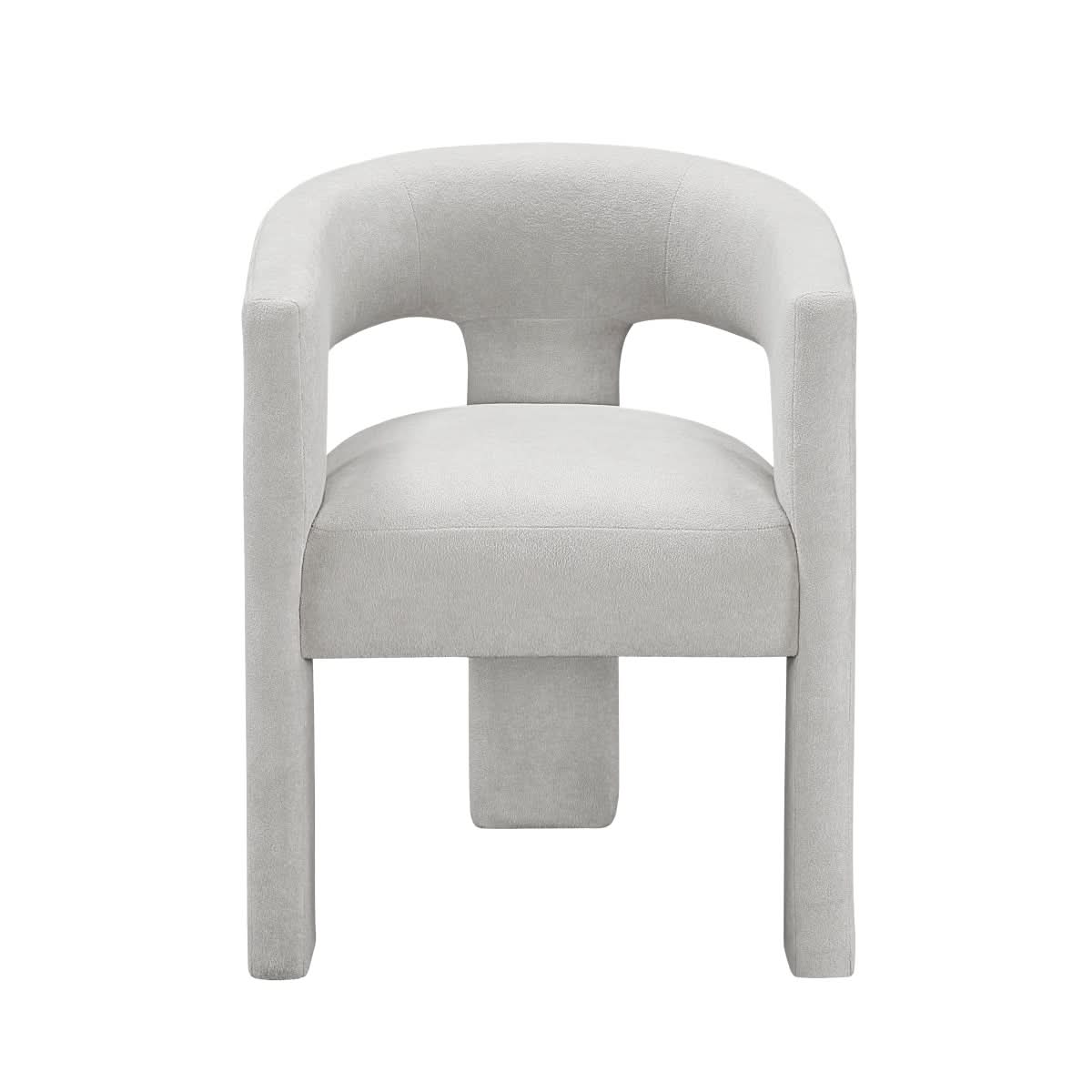Helen Contemporary Dining Chairs in Light Gray Black or Orange with Boucle Upholstery - Image 5