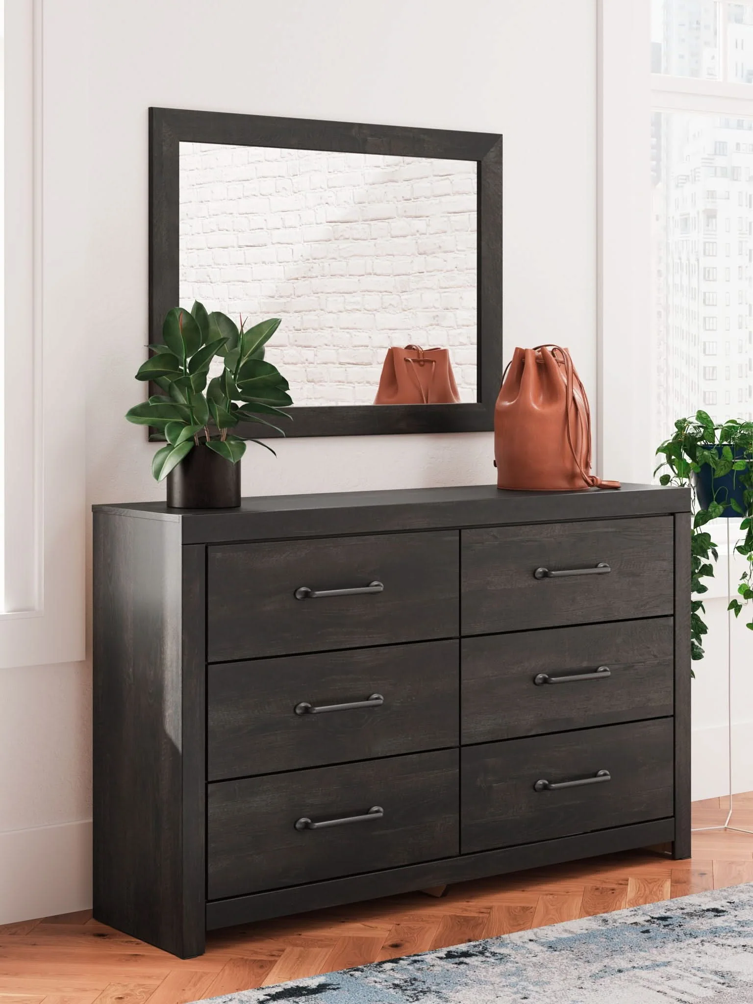 Hollivern - Dresser And Mirror - Dark Gray - Image 4