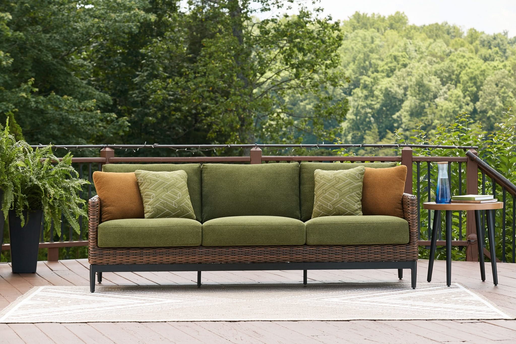Horizon Hall - Sofa With Cushion - Brown / Green - Image 4
