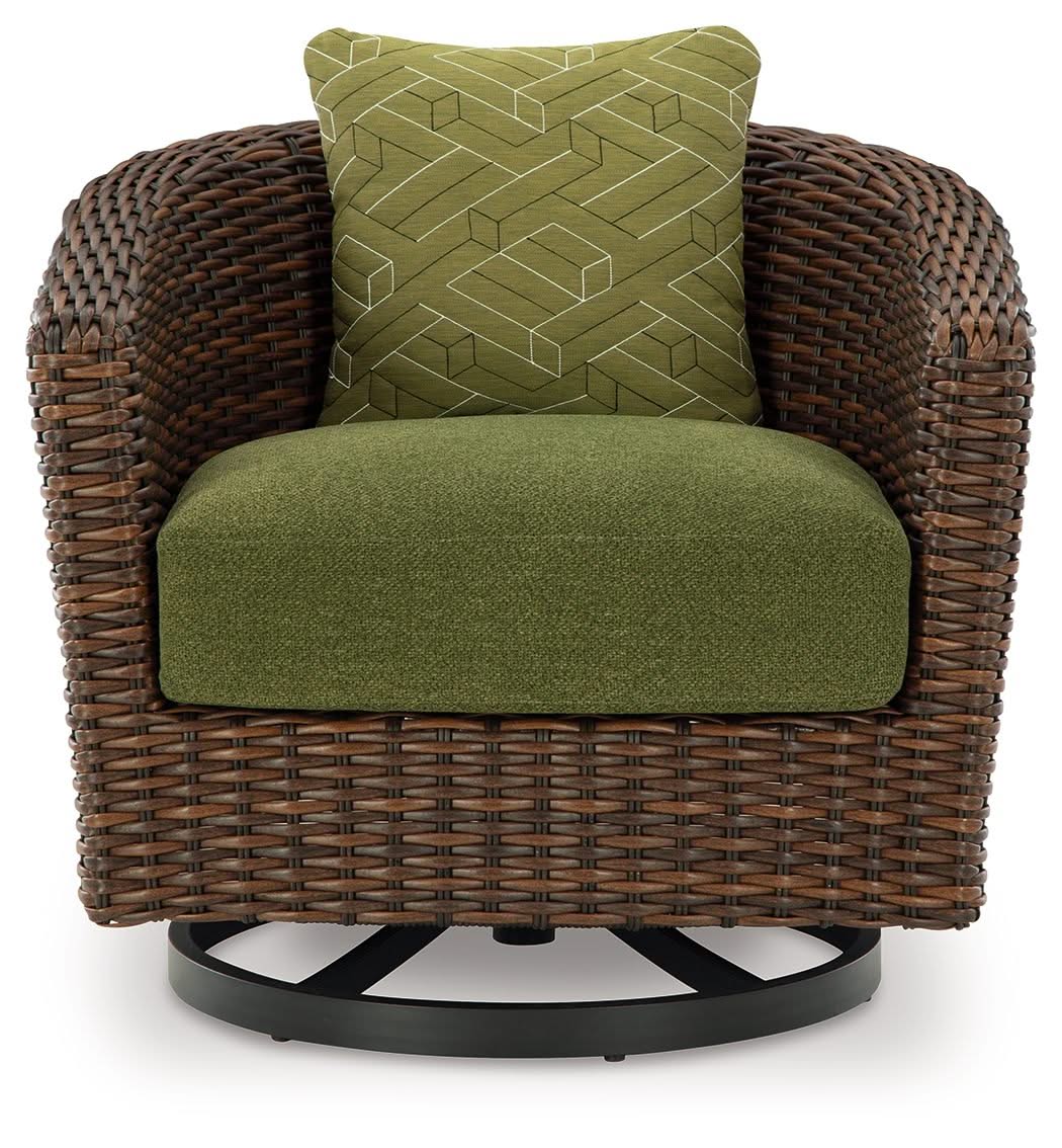 Horizon Hall - Swivel Lounge With Cushion - Brown / Green - Image 3