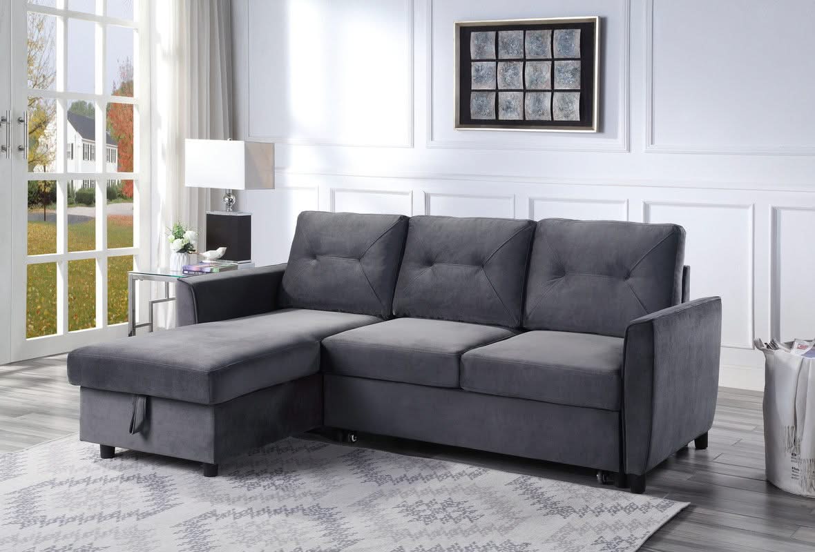 Hudson - Reversible Sleeper Sectional Sofa With Storage Chaise - Dark Gray - Image 2