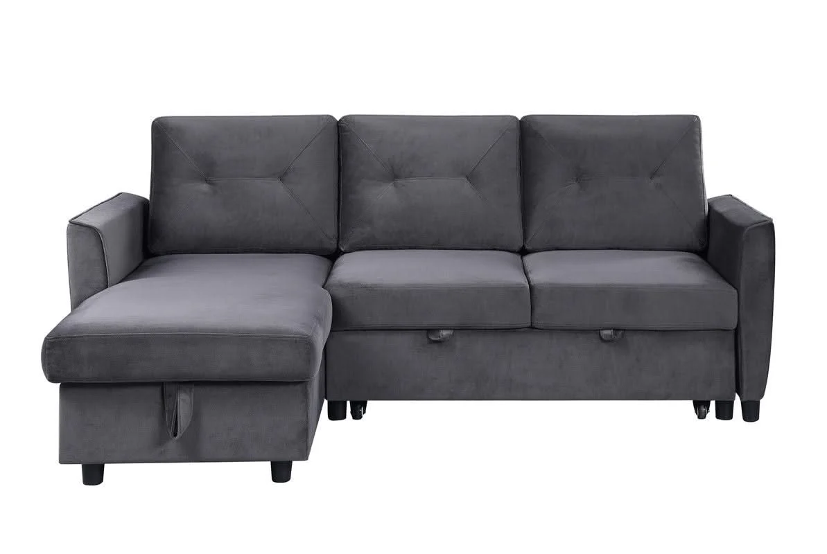 Hudson - Reversible Sleeper Sectional Sofa With Storage Chaise - Dark Gray - Image 4