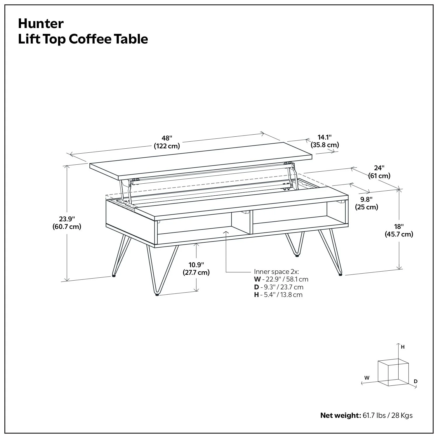 Hunter - Handcrafted Lift Top Coffee Table - Image 21
