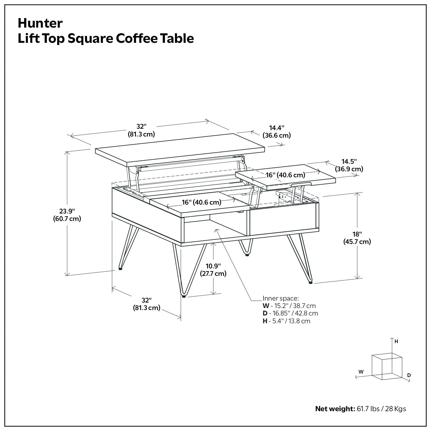 Hunter - Handcrafted Lift Top Coffee Table - Image 36