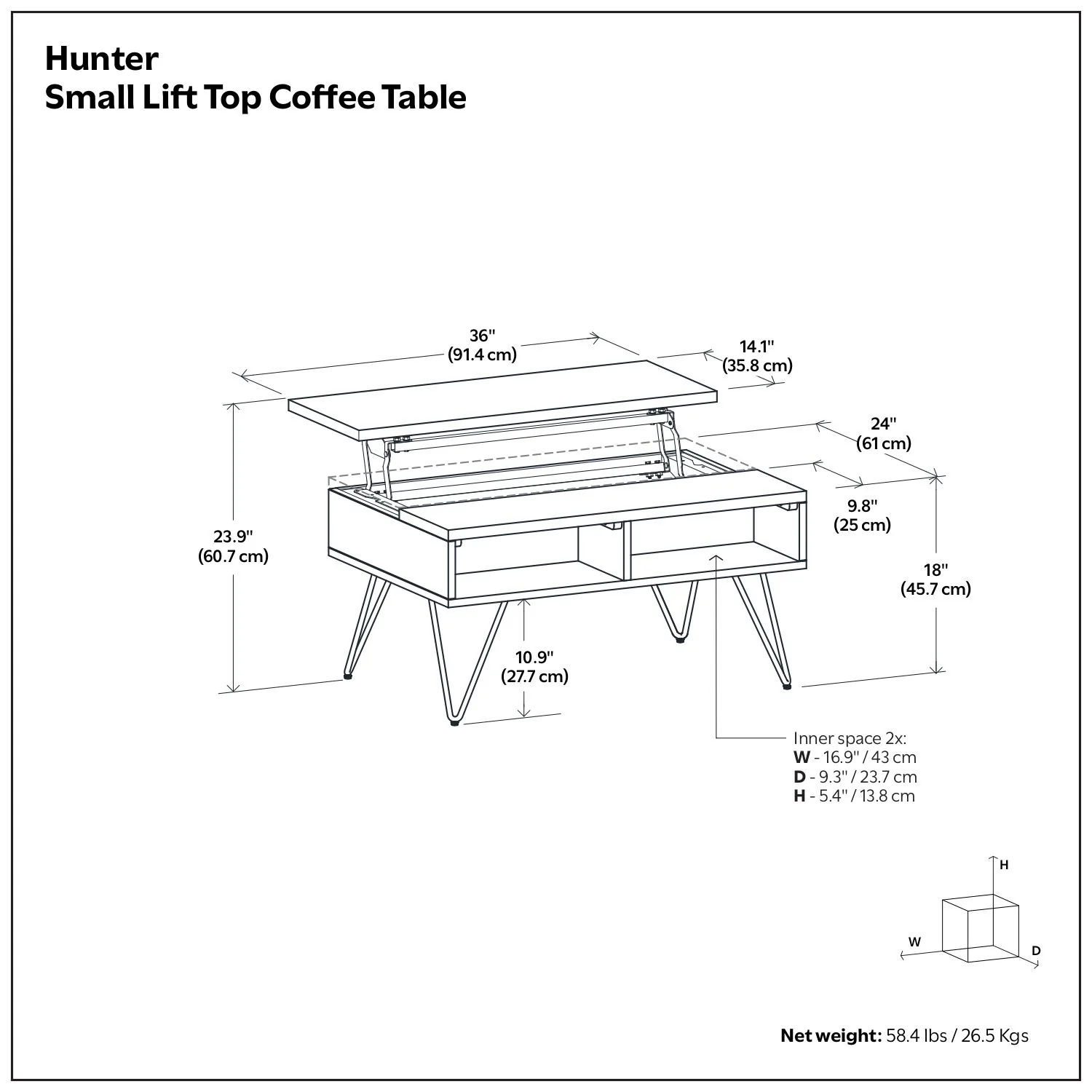 Hunter - Lift Top Coffee With Hidden Storage - Oak - Image 4