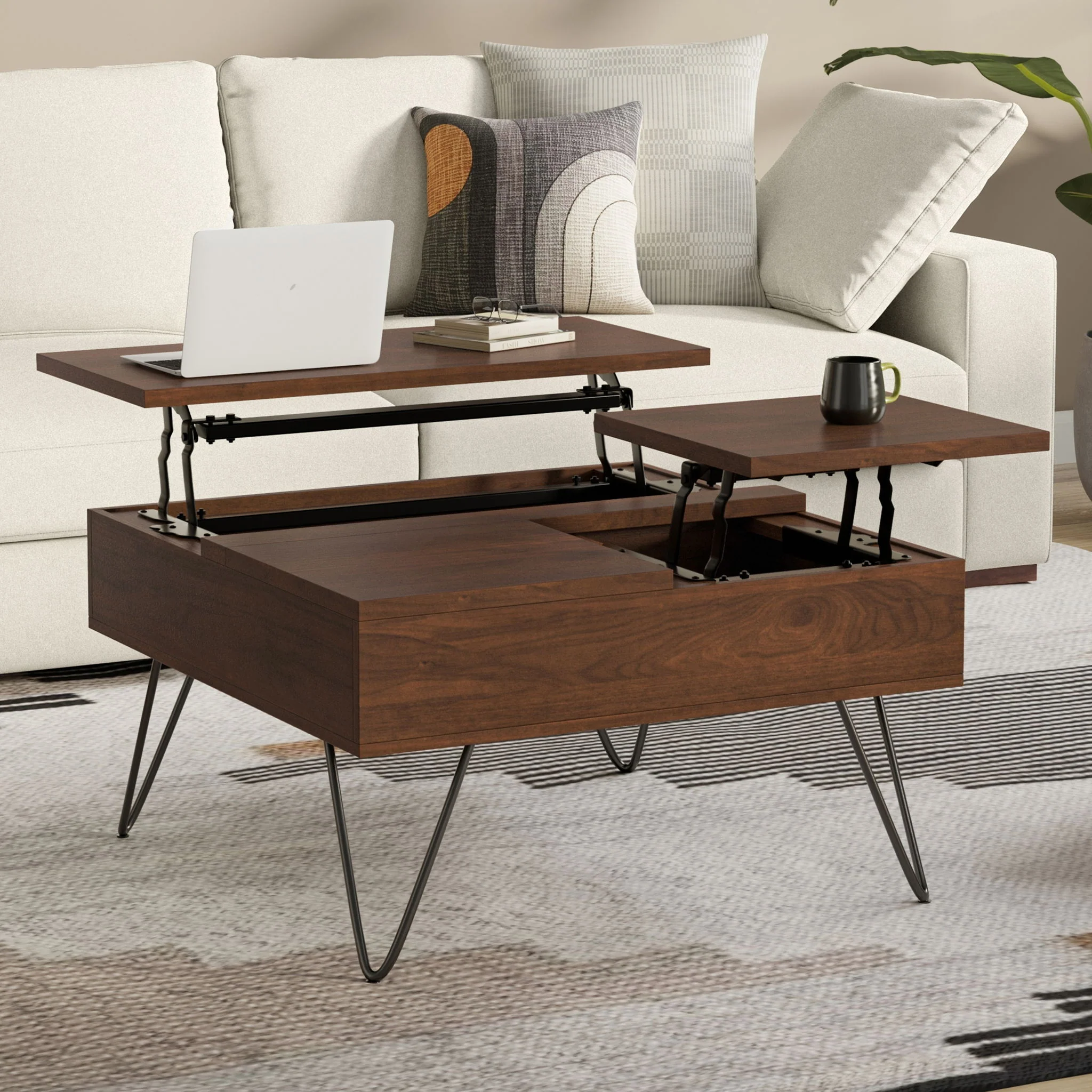 Hunter - Square Lift Top Coffee Table - Walnut - Image 4