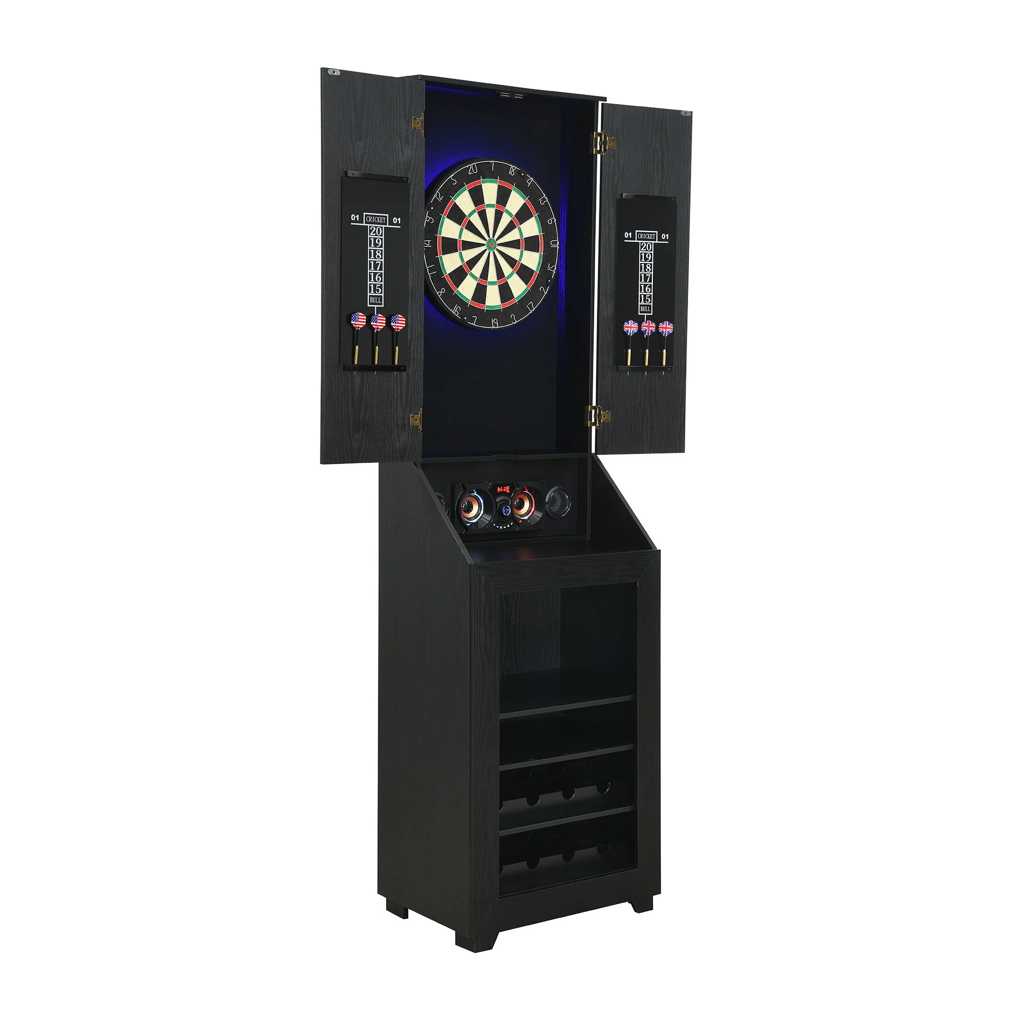 Hurricanes - Dartboard Cabinet With Speaker And LED - Black - Image 2
