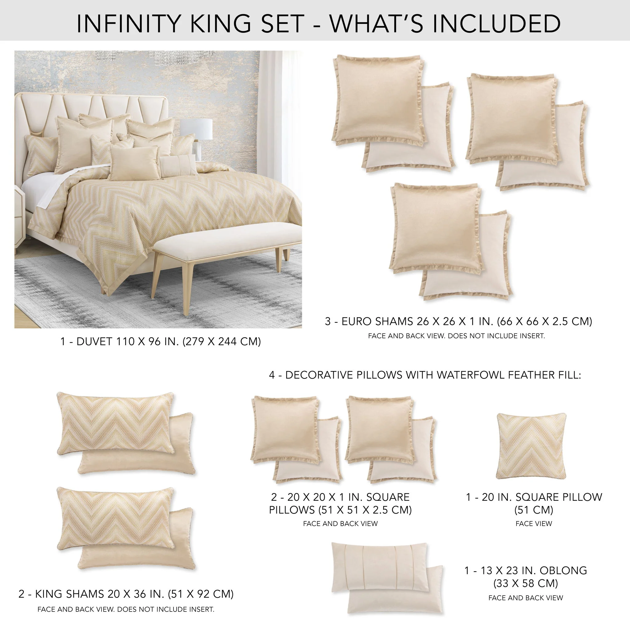 Infinity - 10-Piece King Duvet Set - Gold - Image 4