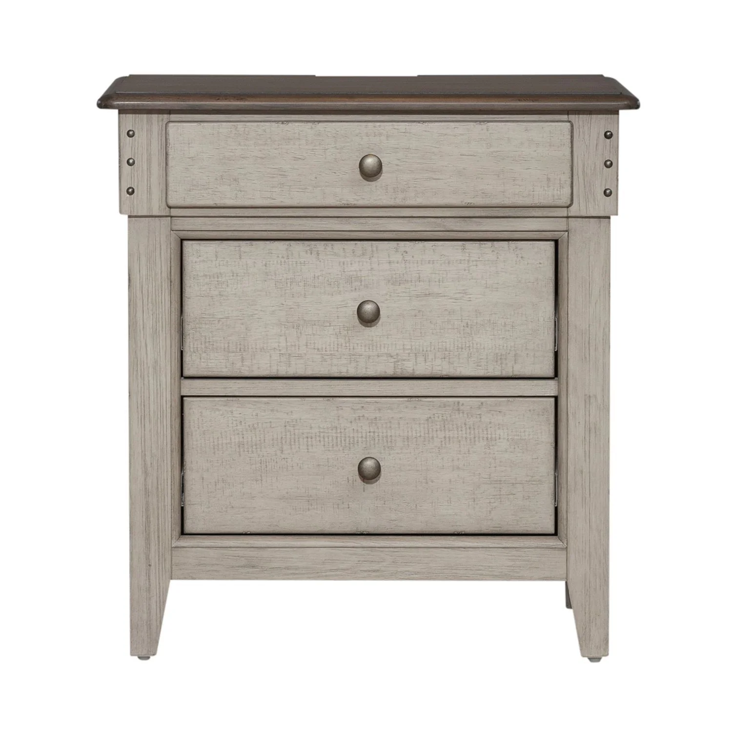 Ivy Hollow - 3 Drawer Nightstand With Charging Station - Weathered Linen / Dusty Taupe - Image 3