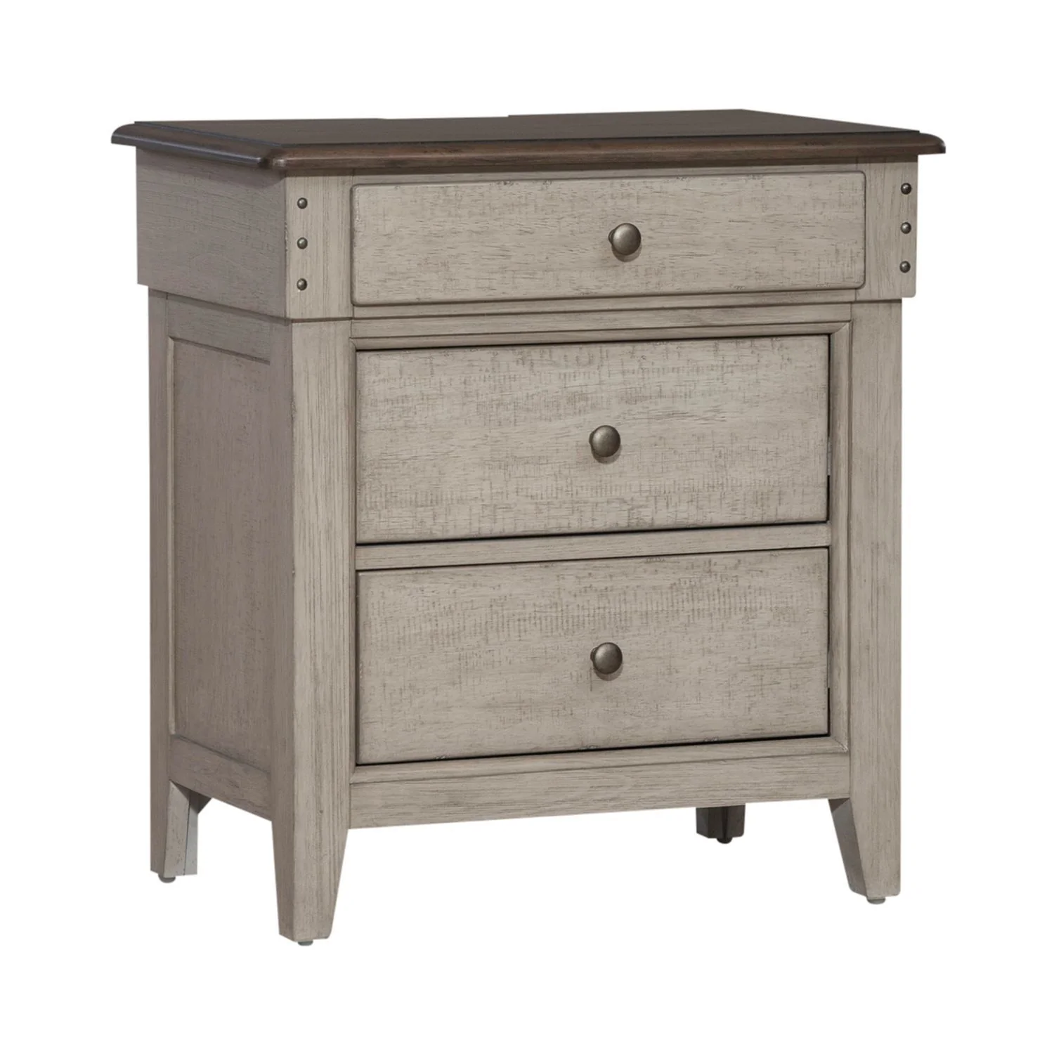 Ivy Hollow - 3 Drawer Nightstand With Charging Station - Weathered Linen / Dusty Taupe - Image 4