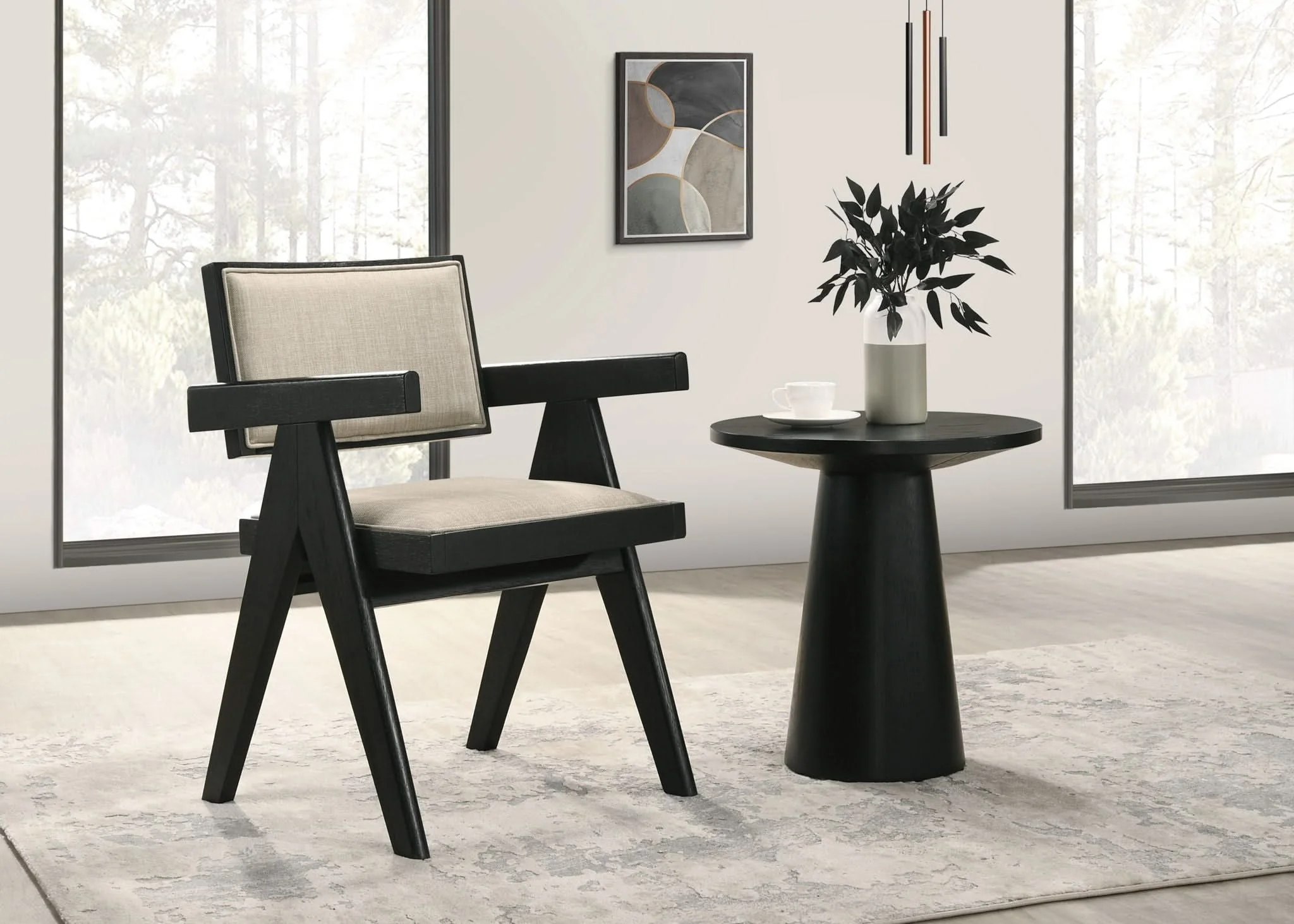 Jasper - 3 Piece Arm Chairs And Console Table (Set of 3) - Ebony Black - Image 4