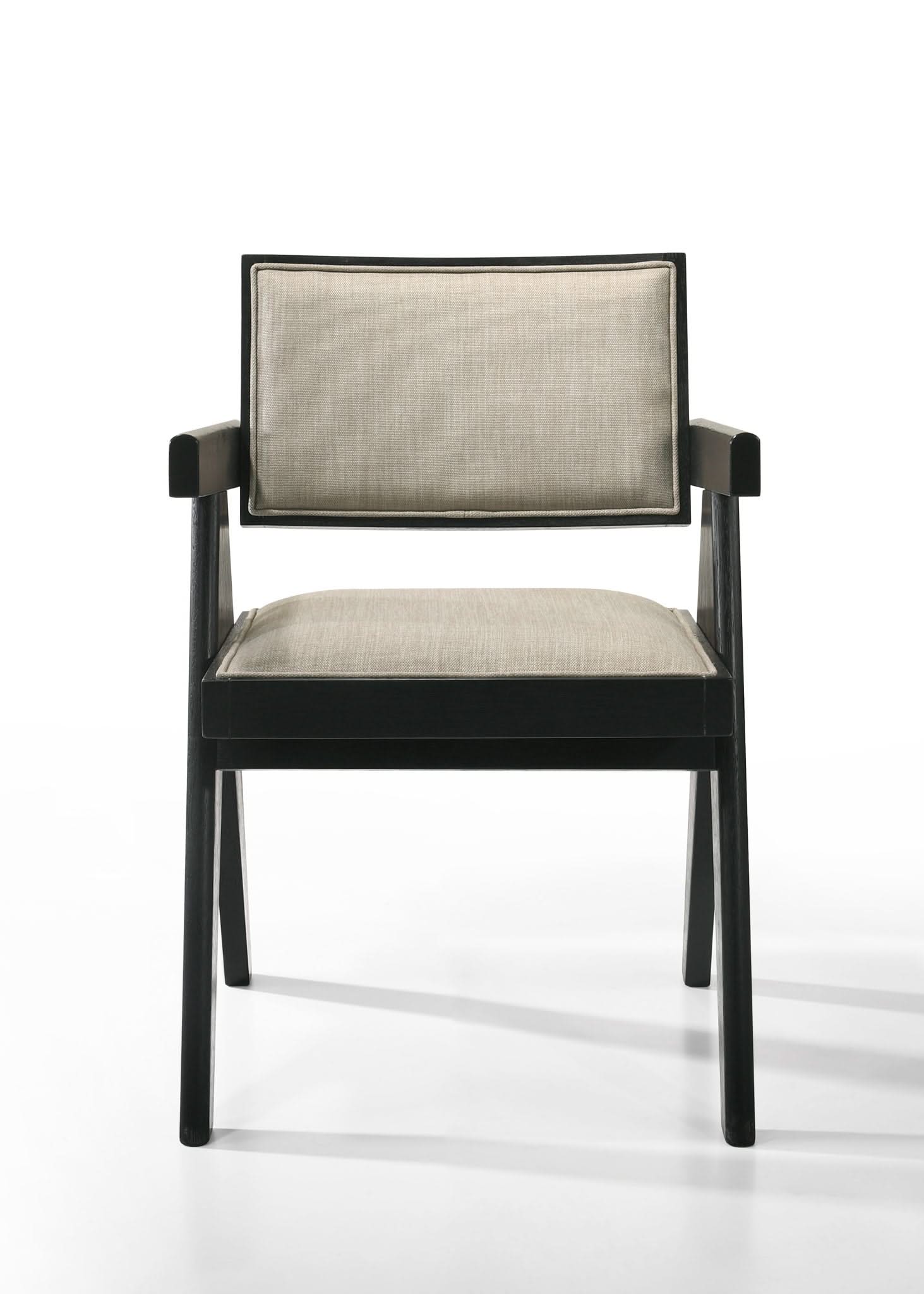 Jasper - Dining Arm Chairs With Upholstered Seat (Set of 2) - Ebony Black / Beige - Image 2